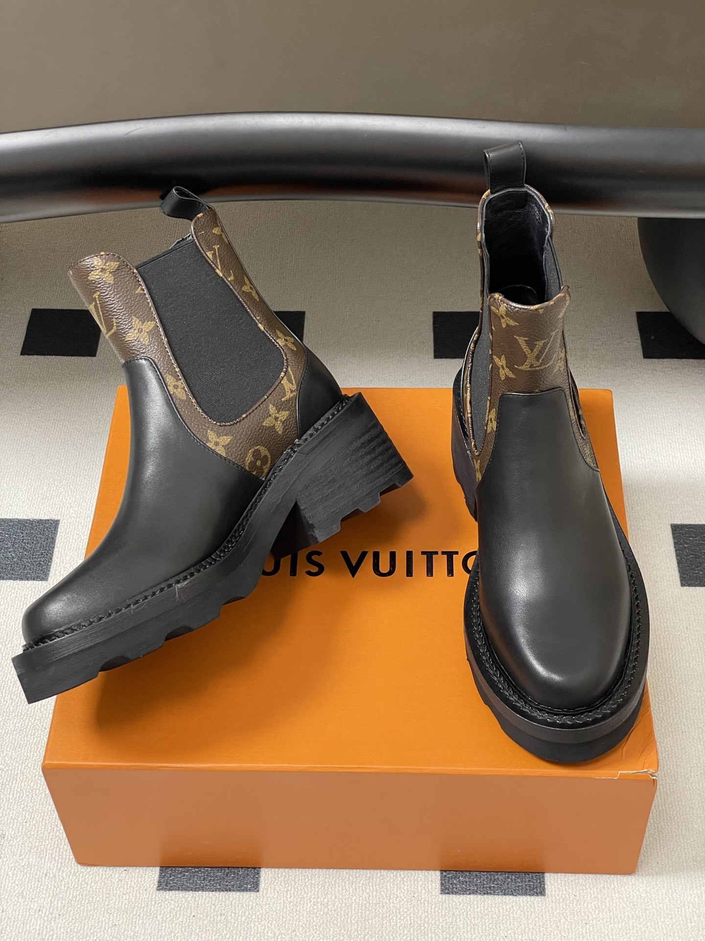 Louis Vuitton Monogram Leather Chelsea Boots - Chunky Sole