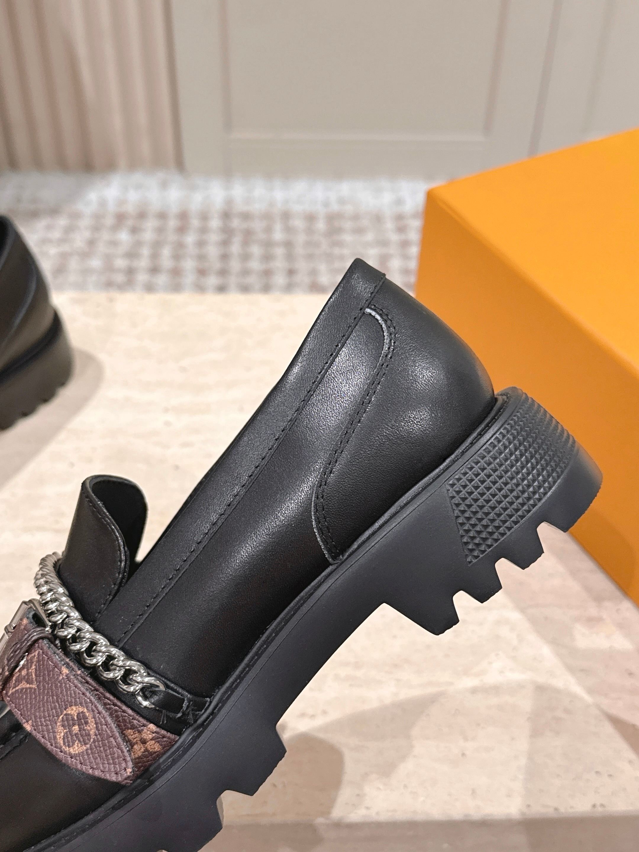 Women's Chunky Platform Loafers with Chain and Monogram Buckle