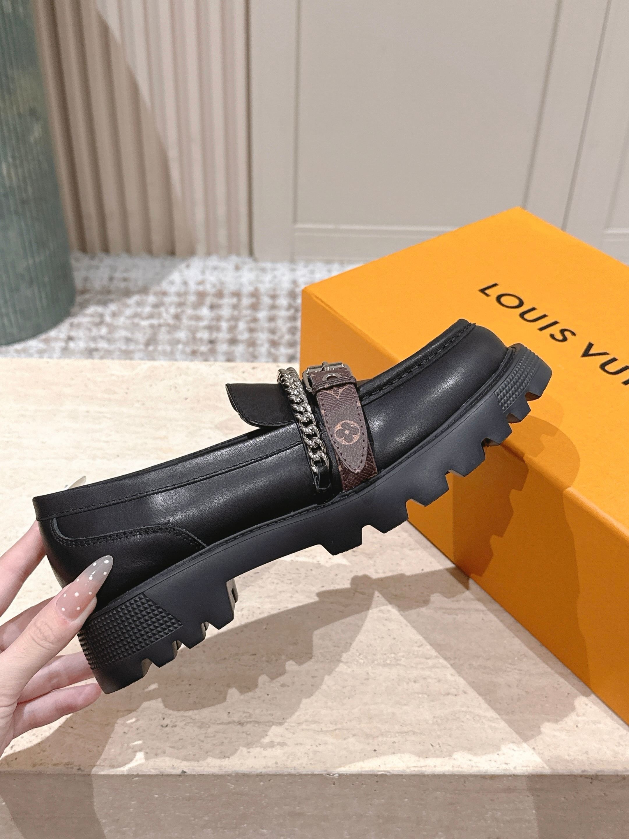 Women's Chunky Platform Loafers with Chain and Monogram Buckle