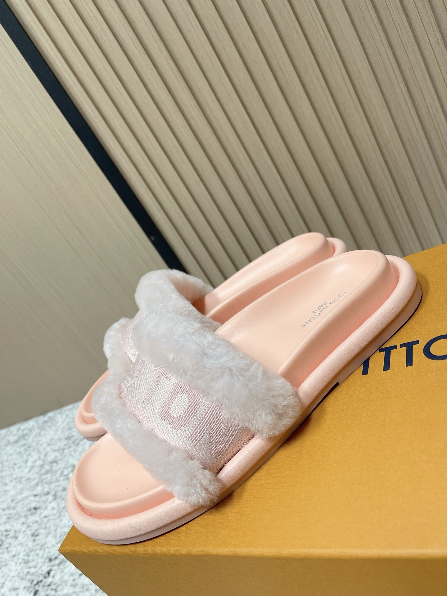 Louis Vuitton Pink Fur Slides - Luxury Comfort Lounge Sandals