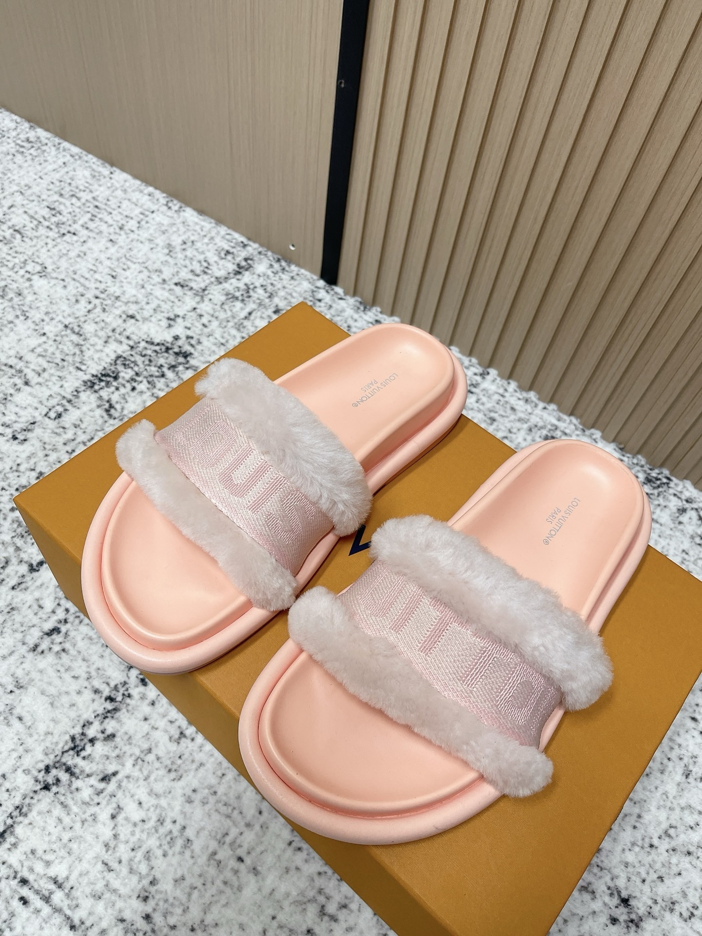 Louis Vuitton Pink Fur Slides – Luxury Comfort Lounge Sandals