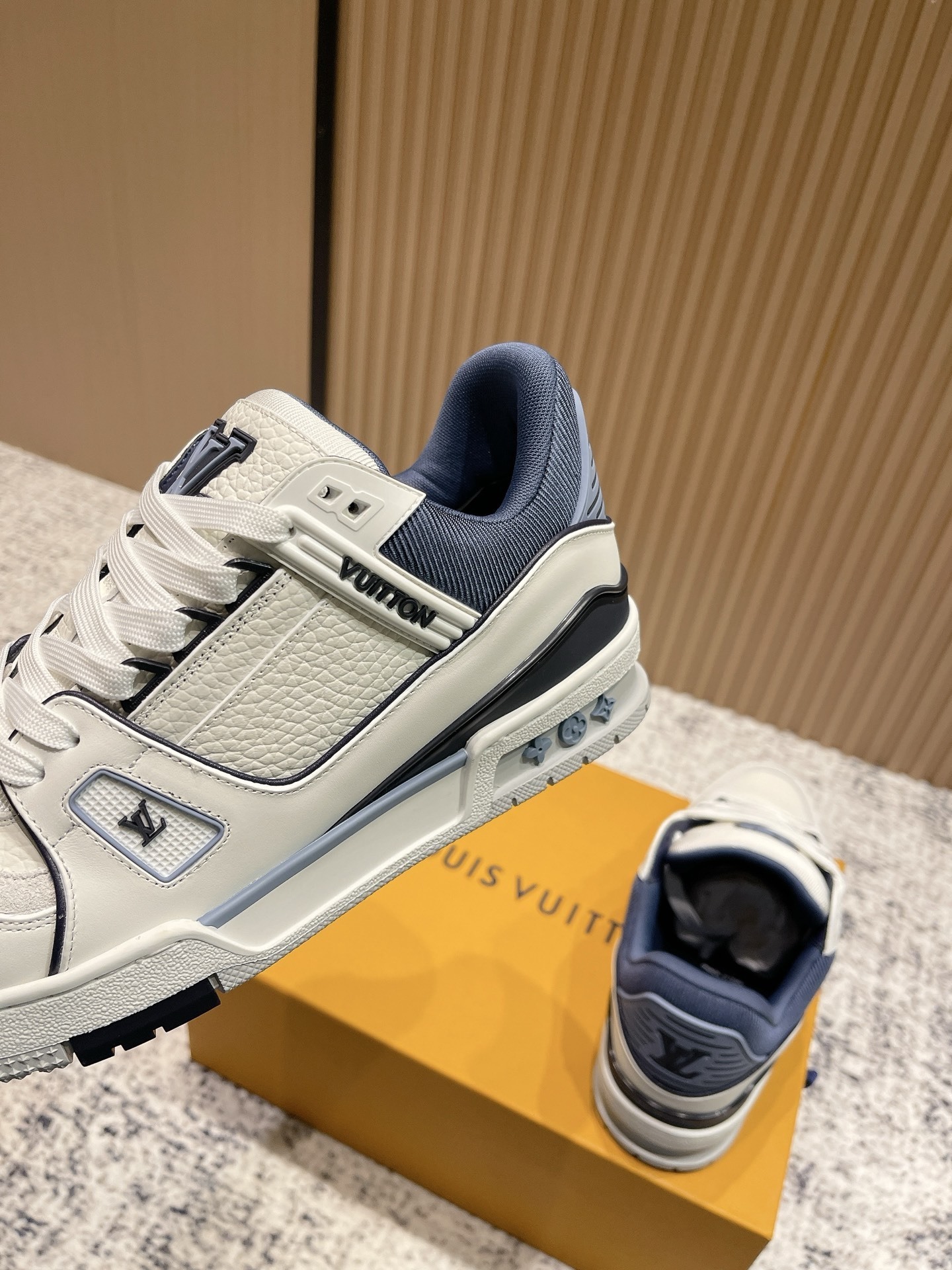 Louis Vuitton LV Trainer Sneakers - White/Navy Blue Luxury Footwear