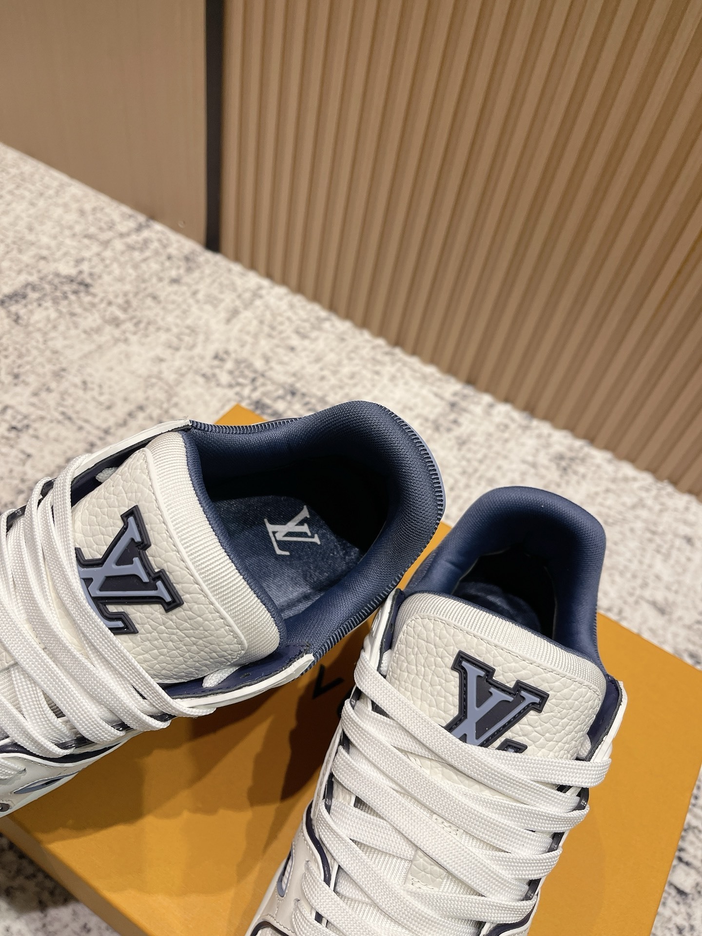 Louis Vuitton LV Trainer Sneakers - White/Navy Blue Luxury Footwear