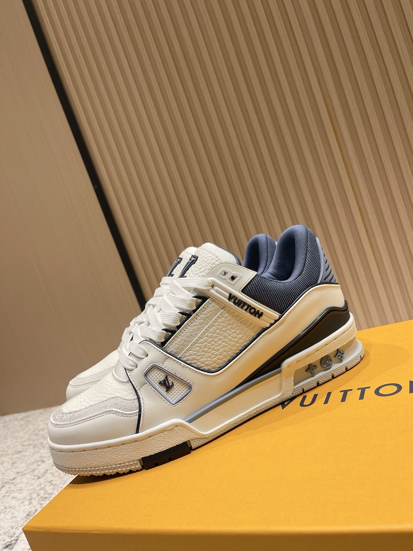 Louis Vuitton LV Trainer Sneakers - White/Navy Blue Luxury Footwear