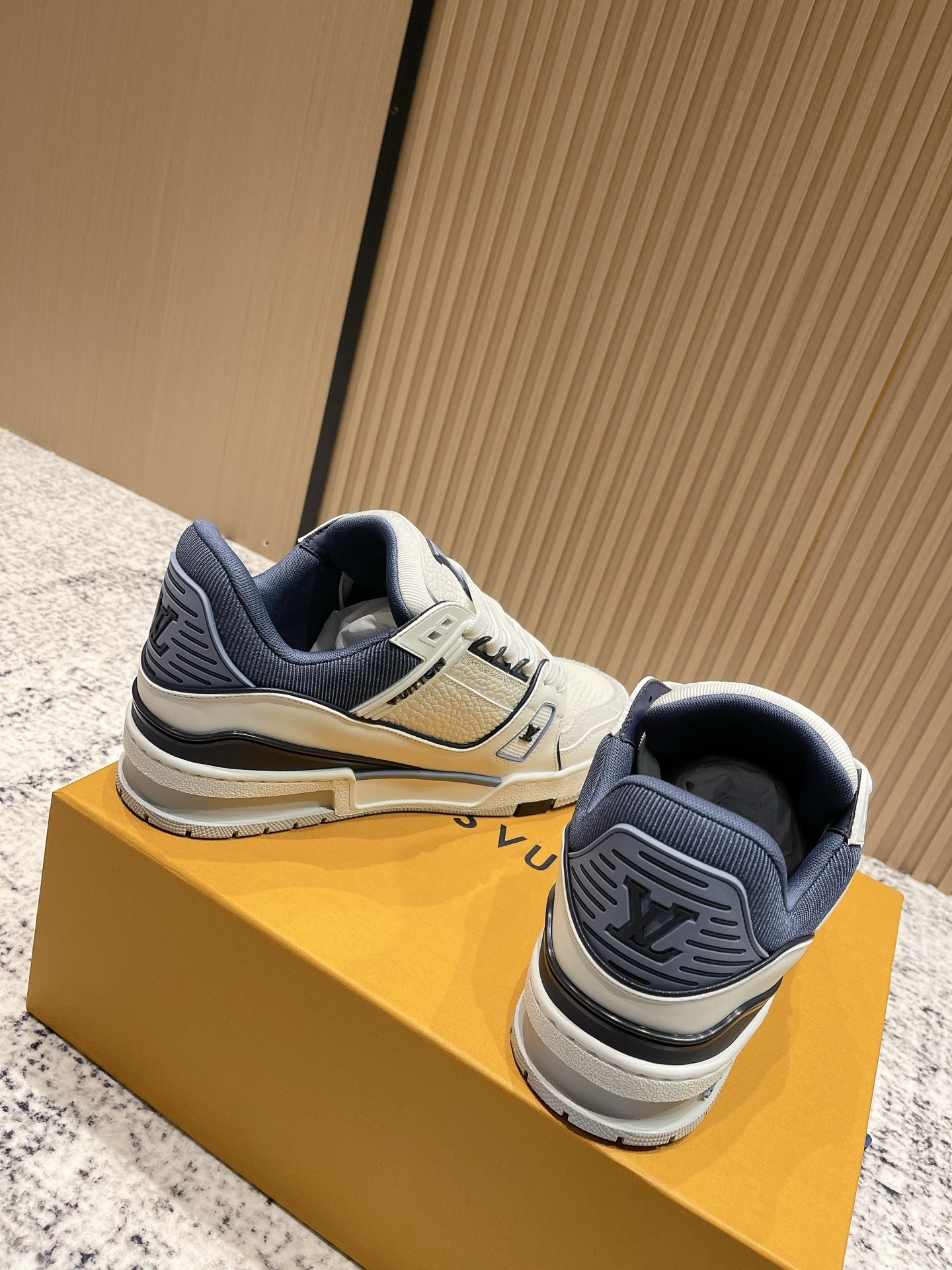 Louis Vuitton LV Trainer Sneakers - White/Navy Blue Luxury Footwear