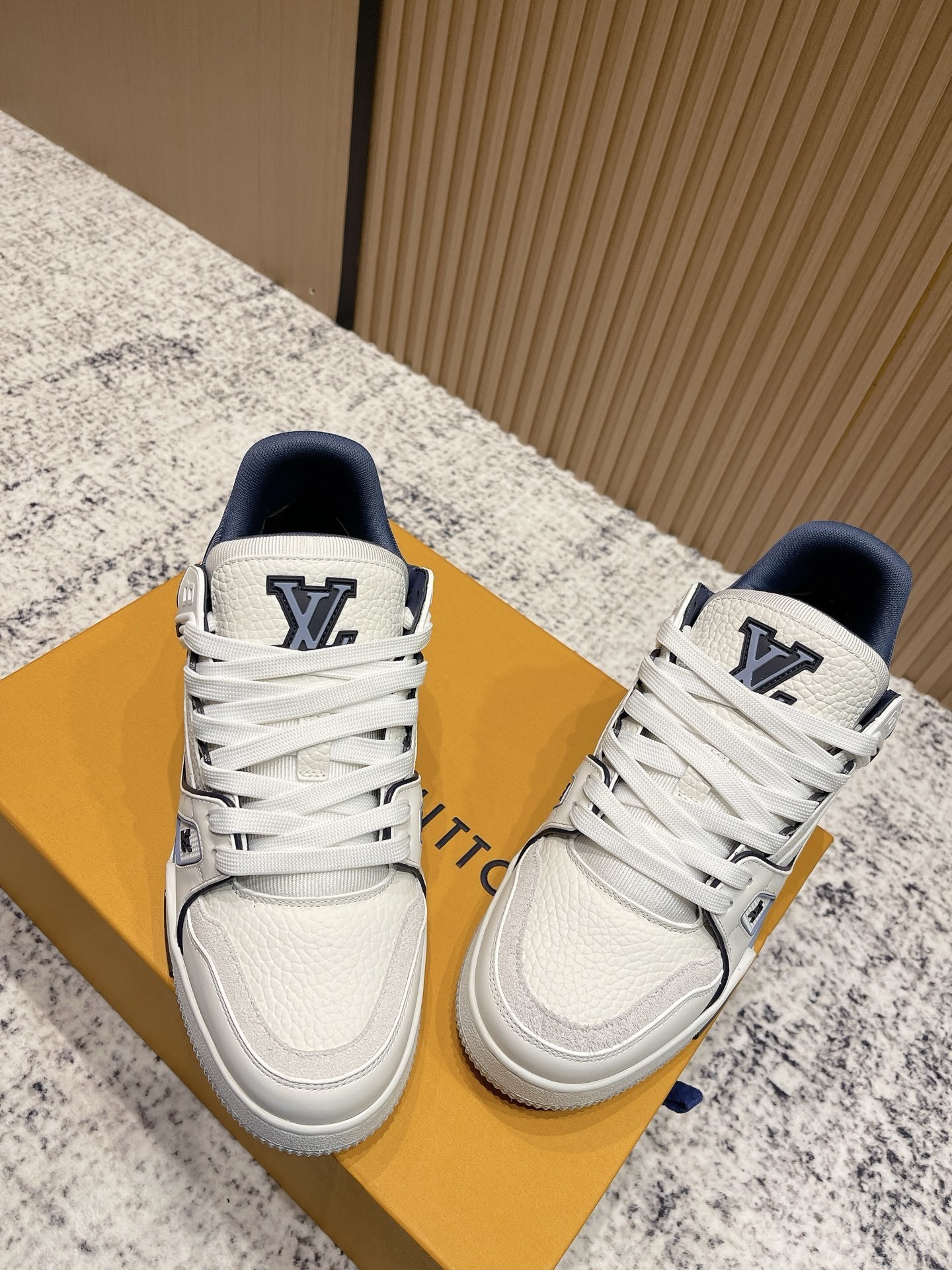 Louis Vuitton LV Trainer Sneakers - White/Navy Blue Luxury Footwear
