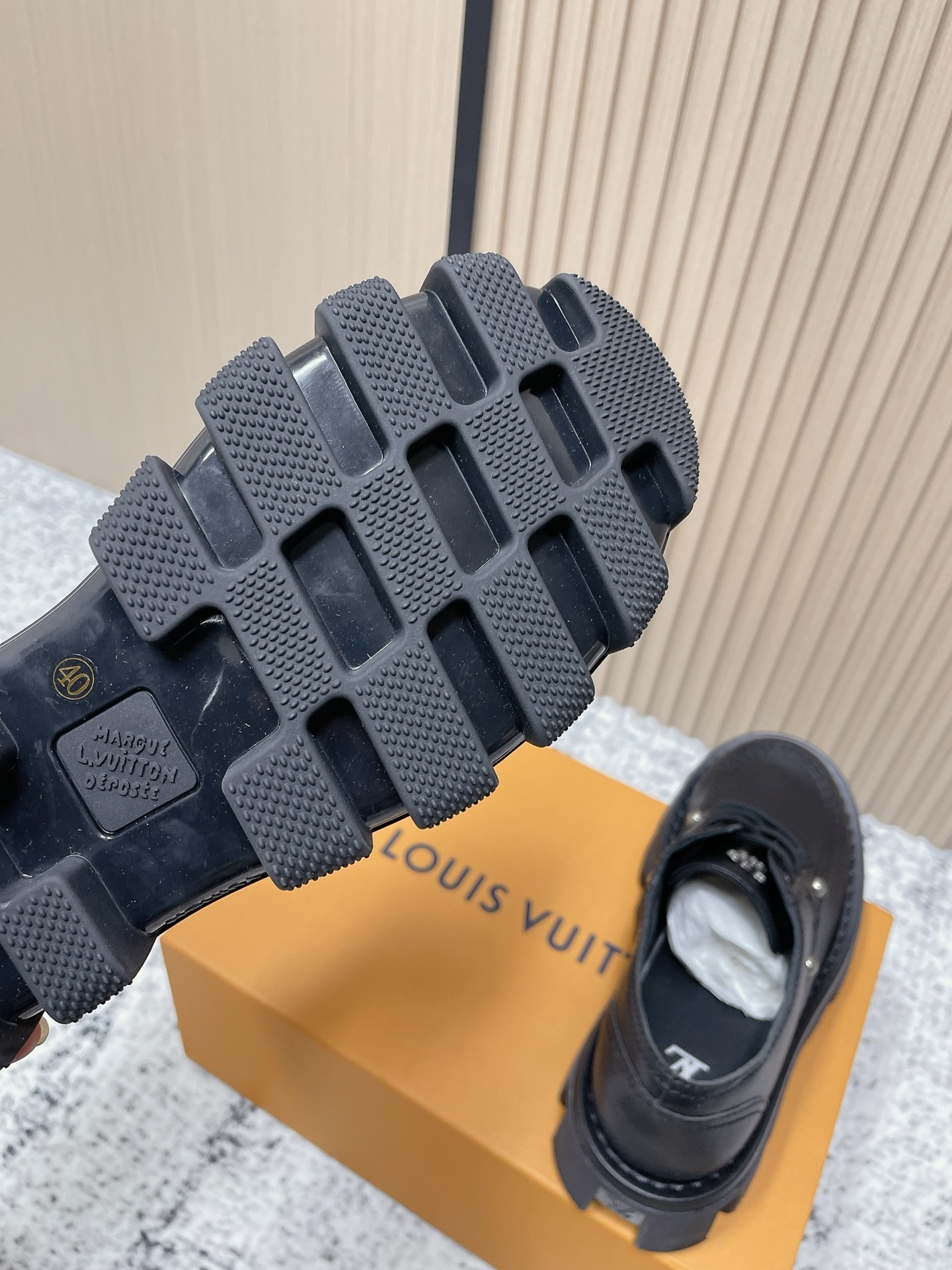 Louis Vuitton Women's Black Leather Chunky Platform Derby Shoes