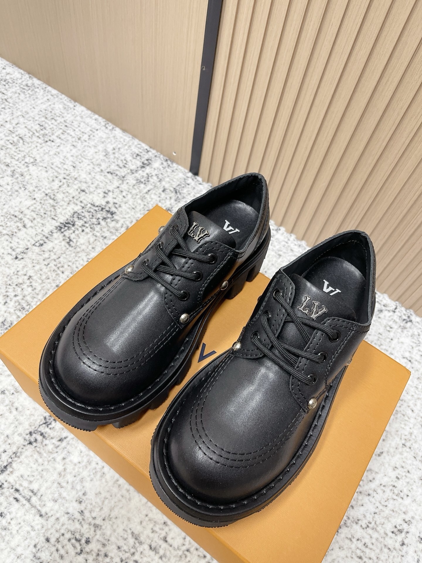 Louis Vuitton Women’s Black Leather Chunky Platform Derby Shoes