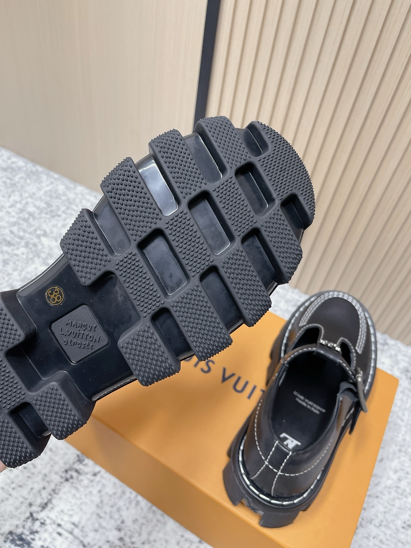 Louis Vuitton Women's Black Leather T-Strap Platform Mary Jane Shoes