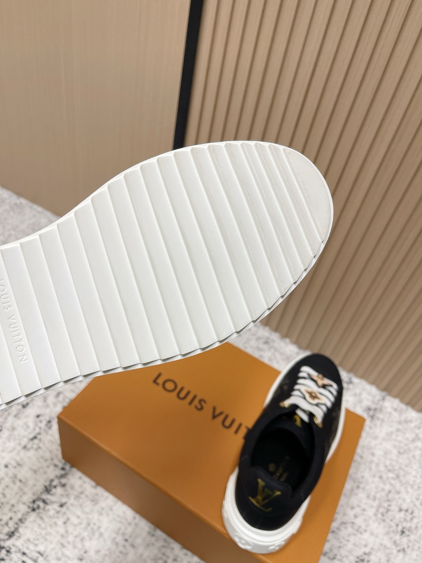 Louis Vuitton Women's Black Monogram Flower Charm Sneakers