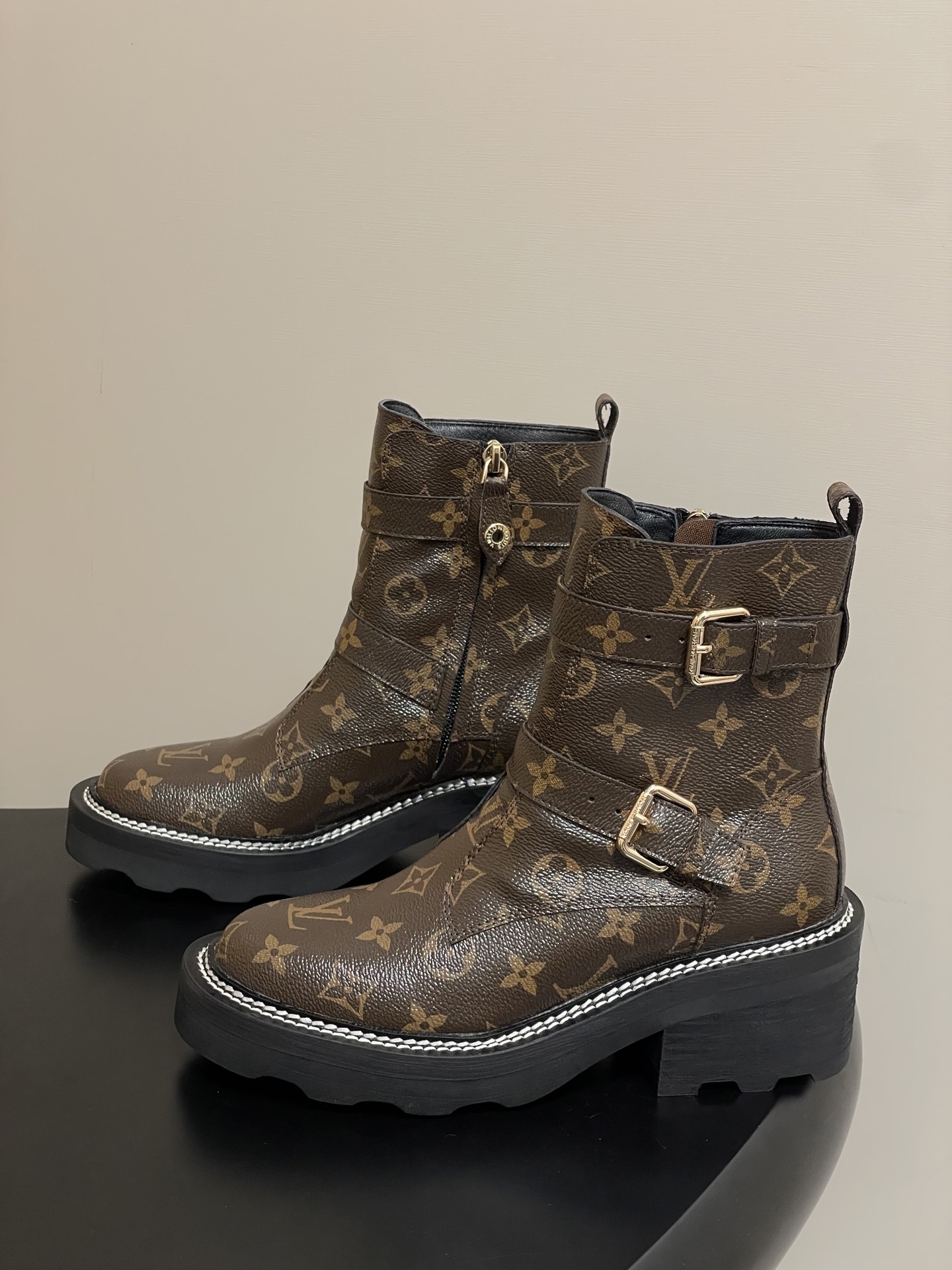 Louis Vuitton Monogram Star Trail Ankle Boots with Chunky Heel