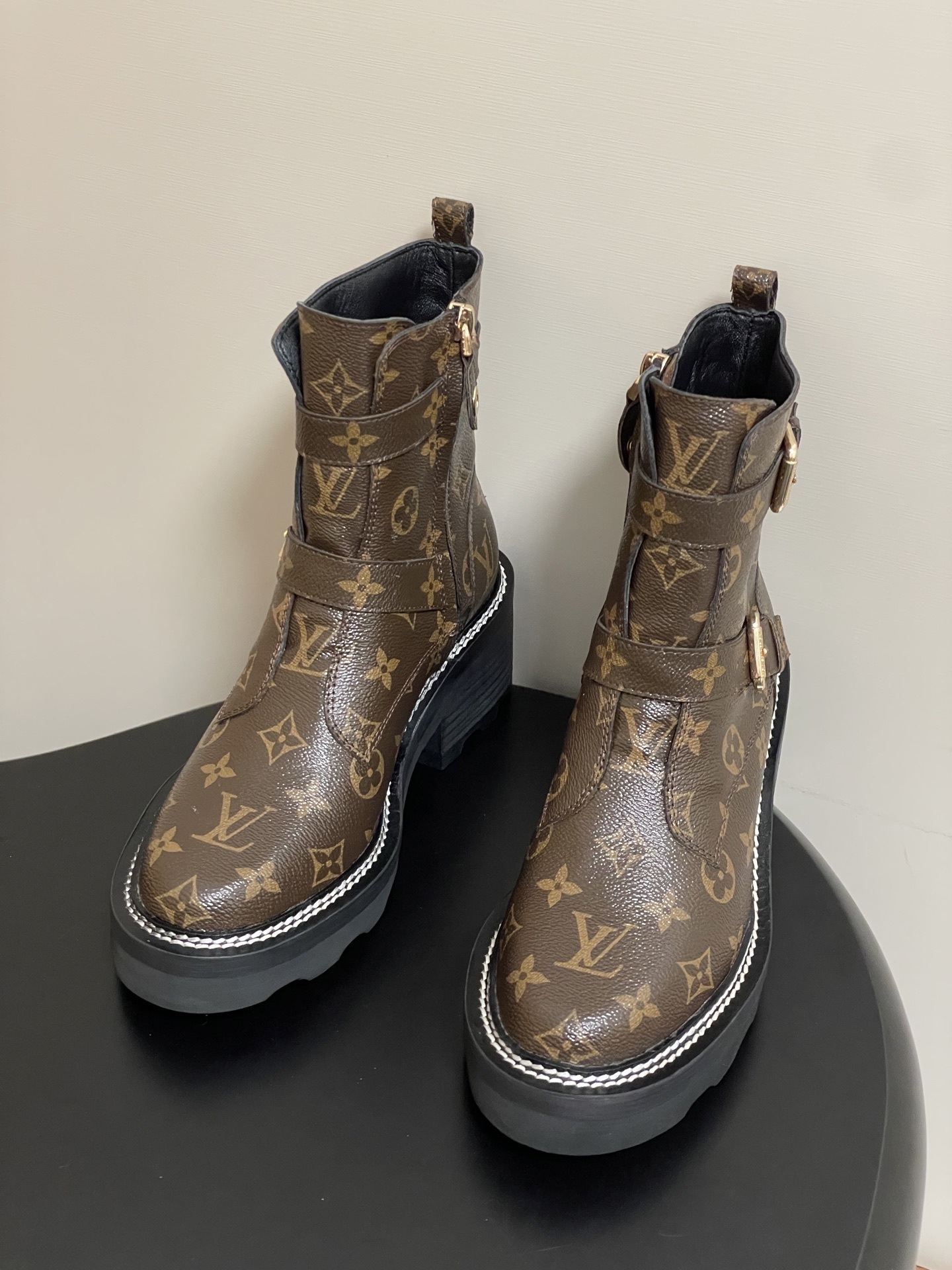 Louis Vuitton Monogram Star Trail Ankle Boots with Chunky Heel