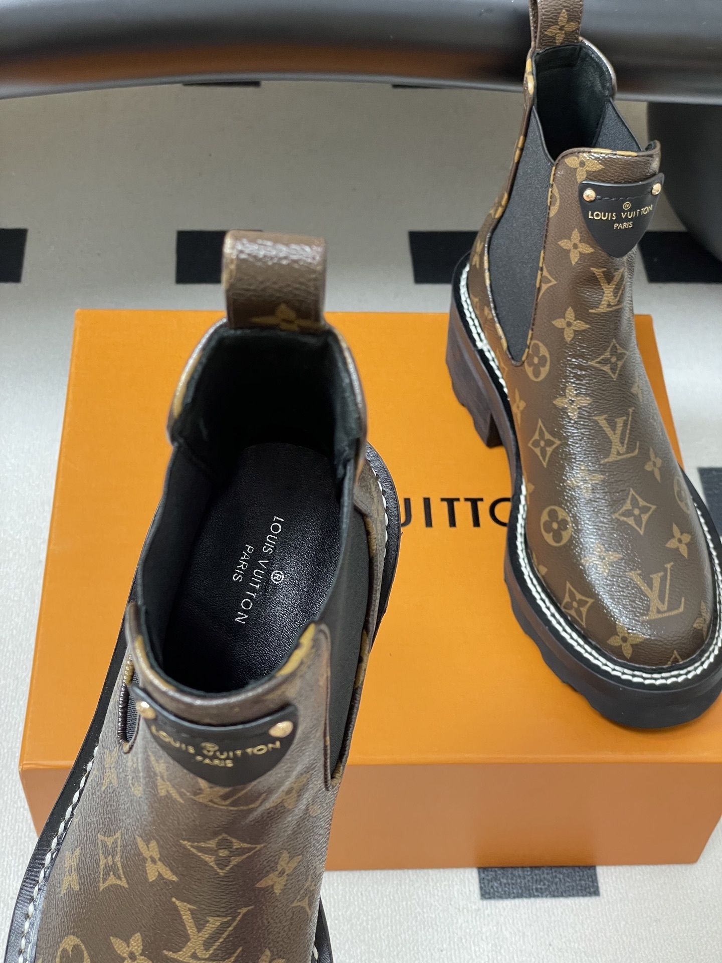 Louis Vuitton Monogram Canvas Platform Chelsea Ankle Boots