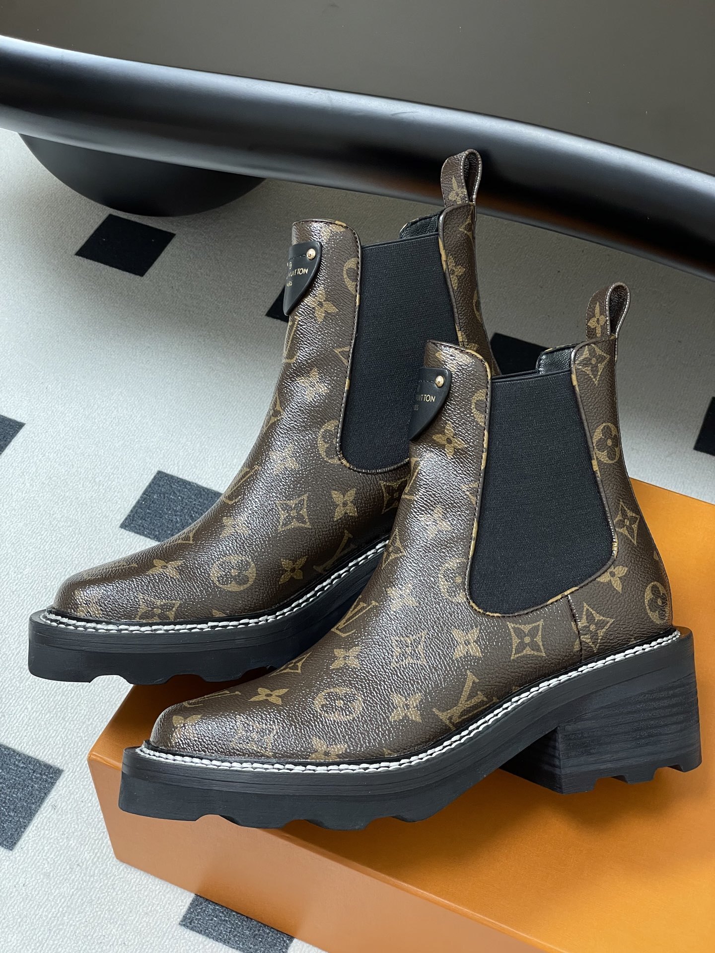 Louis Vuitton Monogram Canvas Platform Chelsea Ankle Boots