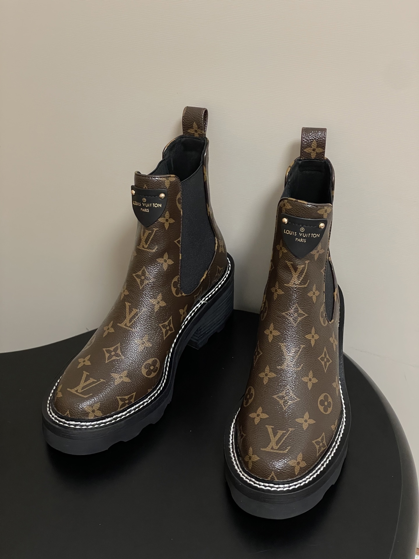 Louis Vuitton Monogram Canvas Platform Chelsea Ankle Boots