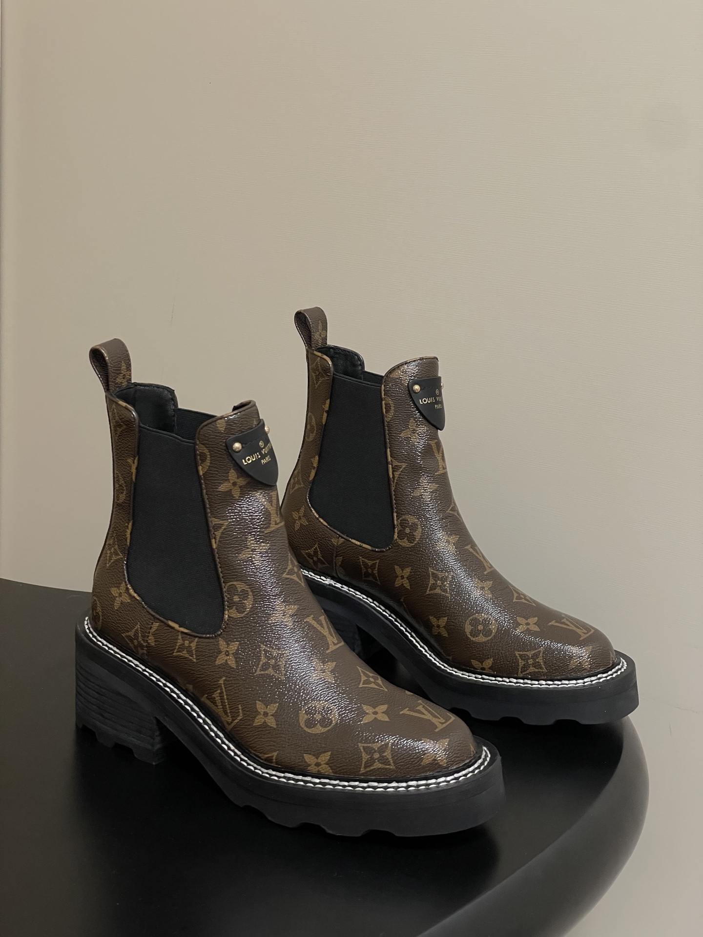 Louis Vuitton Monogram Canvas Platform Chelsea Ankle Boots