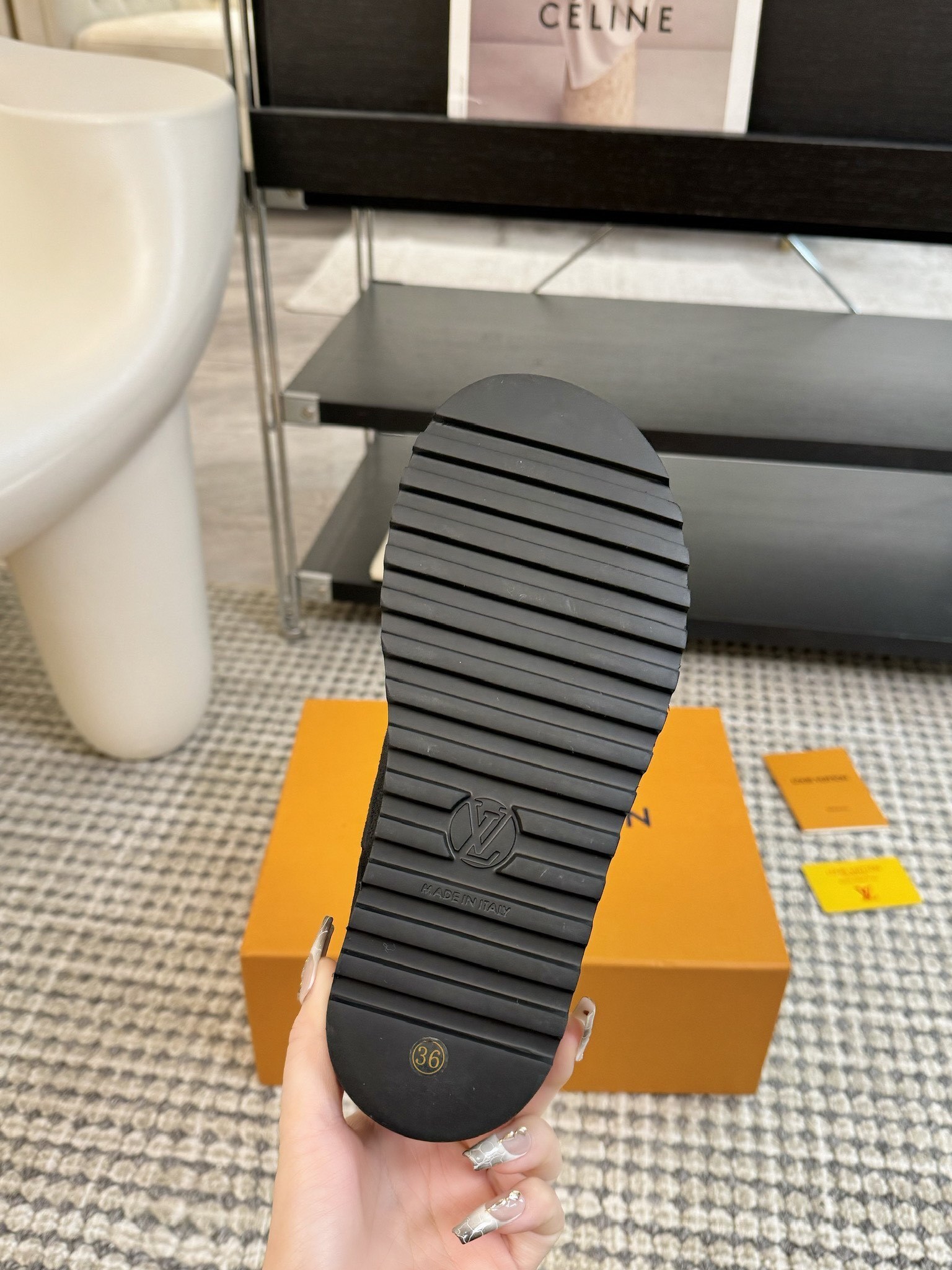 Louis Vuitton Women's Black Suede Shearling Ankle Boots