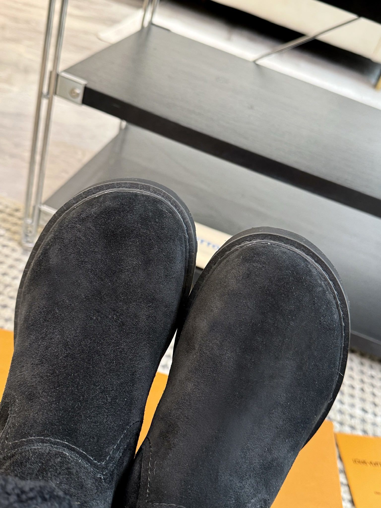 Louis Vuitton Women's Black Suede Shearling Ankle Boots