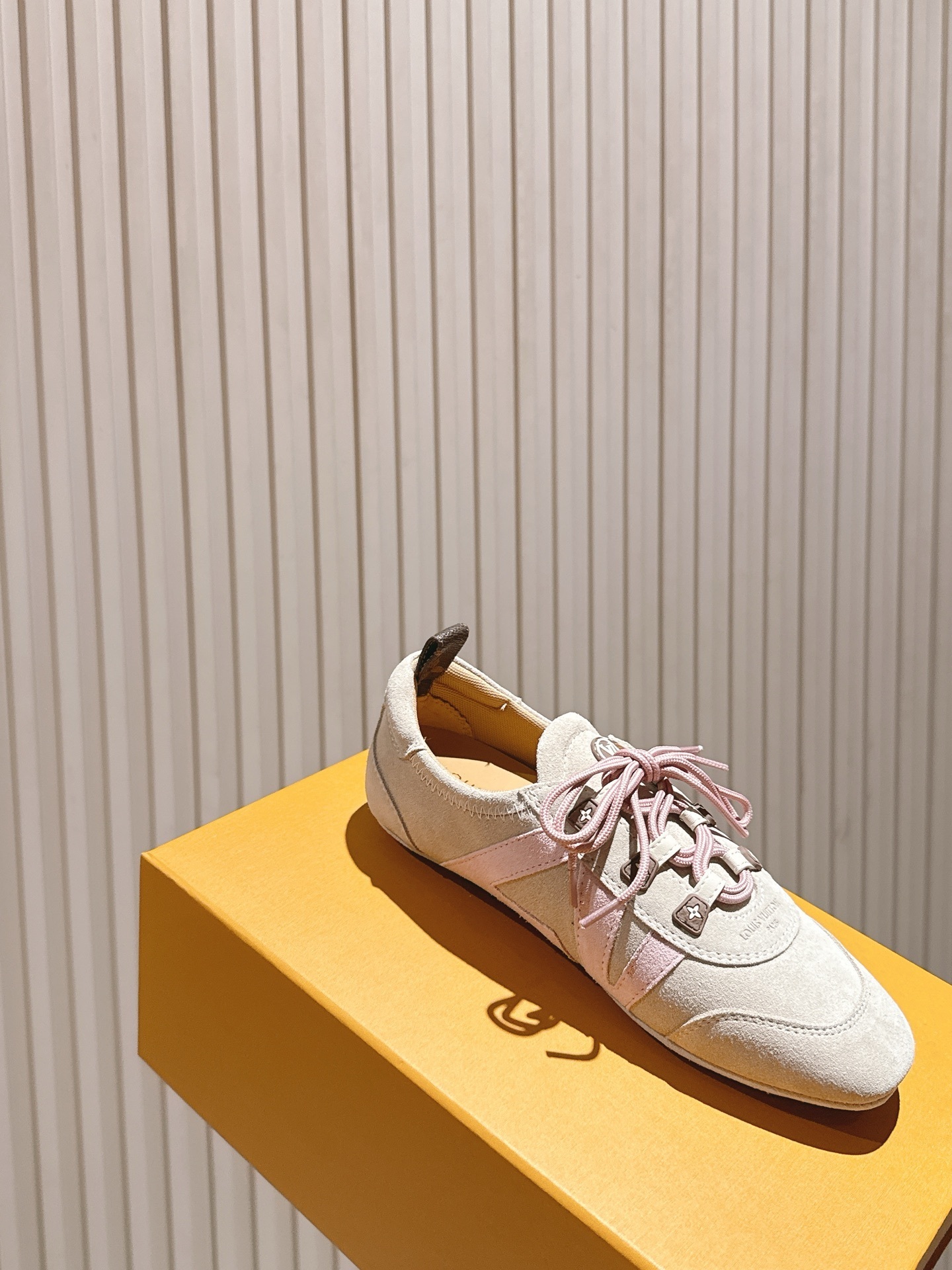 Louis Vuitton Run 55 Women's Sneakers - Grey & Pink Suede Luxury