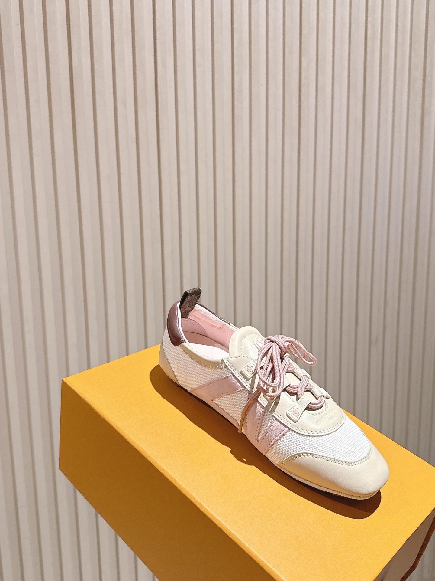 Louis Vuitton Run 55 Women's Sneakers - Pink and Beige Luxury