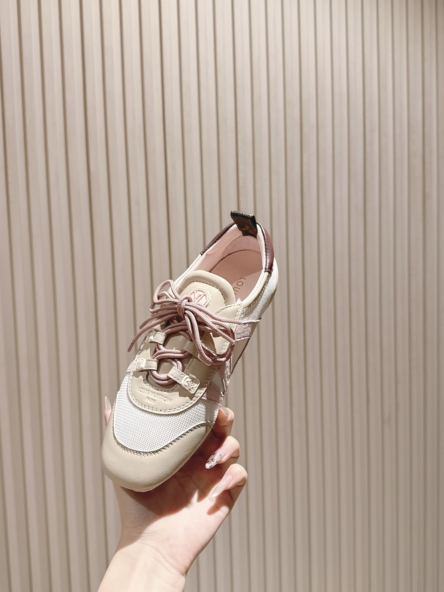 Louis Vuitton Run 55 Women's Sneakers - Pink and Beige Luxury