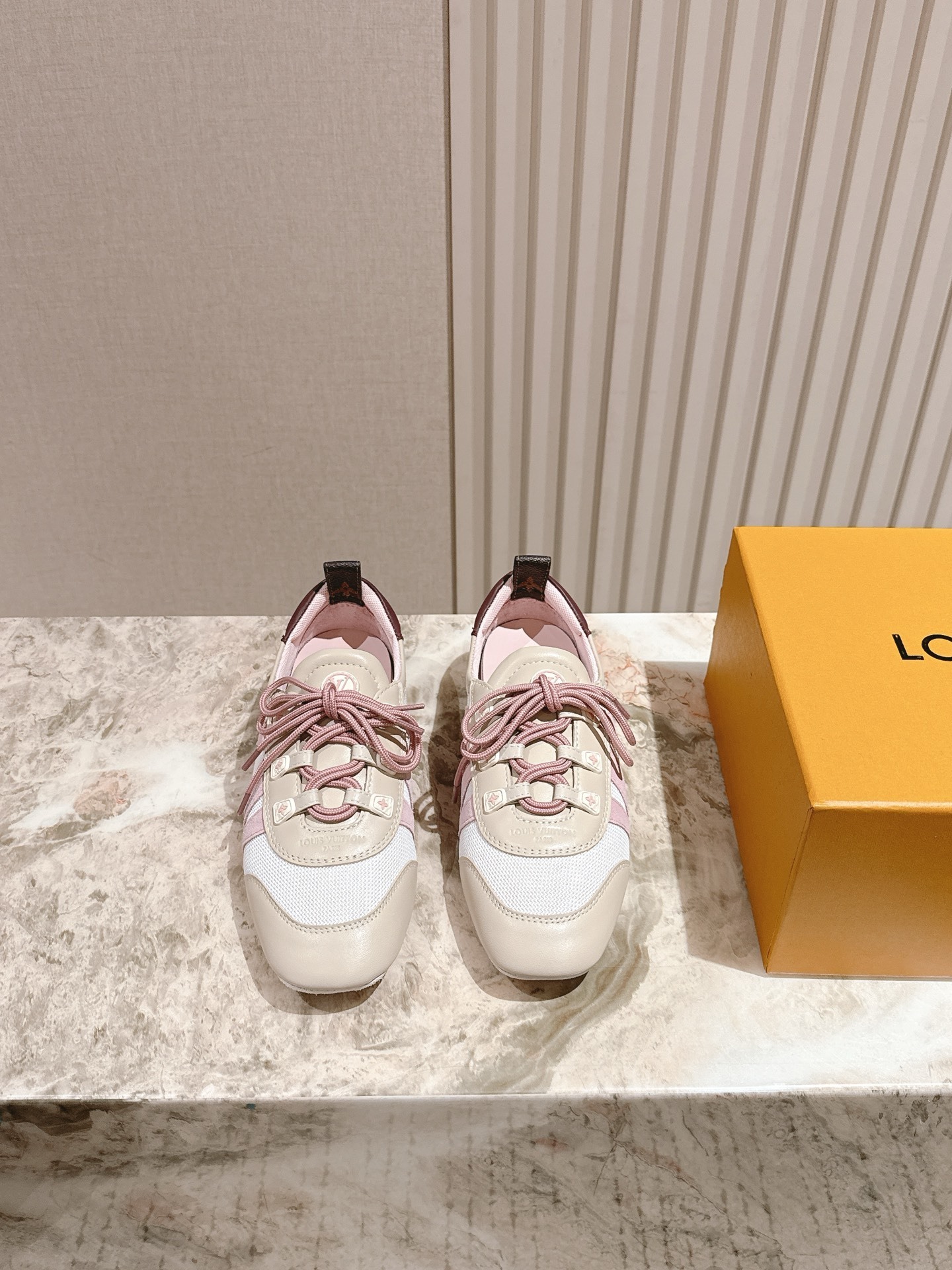 Louis Vuitton Run 55 Women’s Sneakers – Pink and Beige Luxury