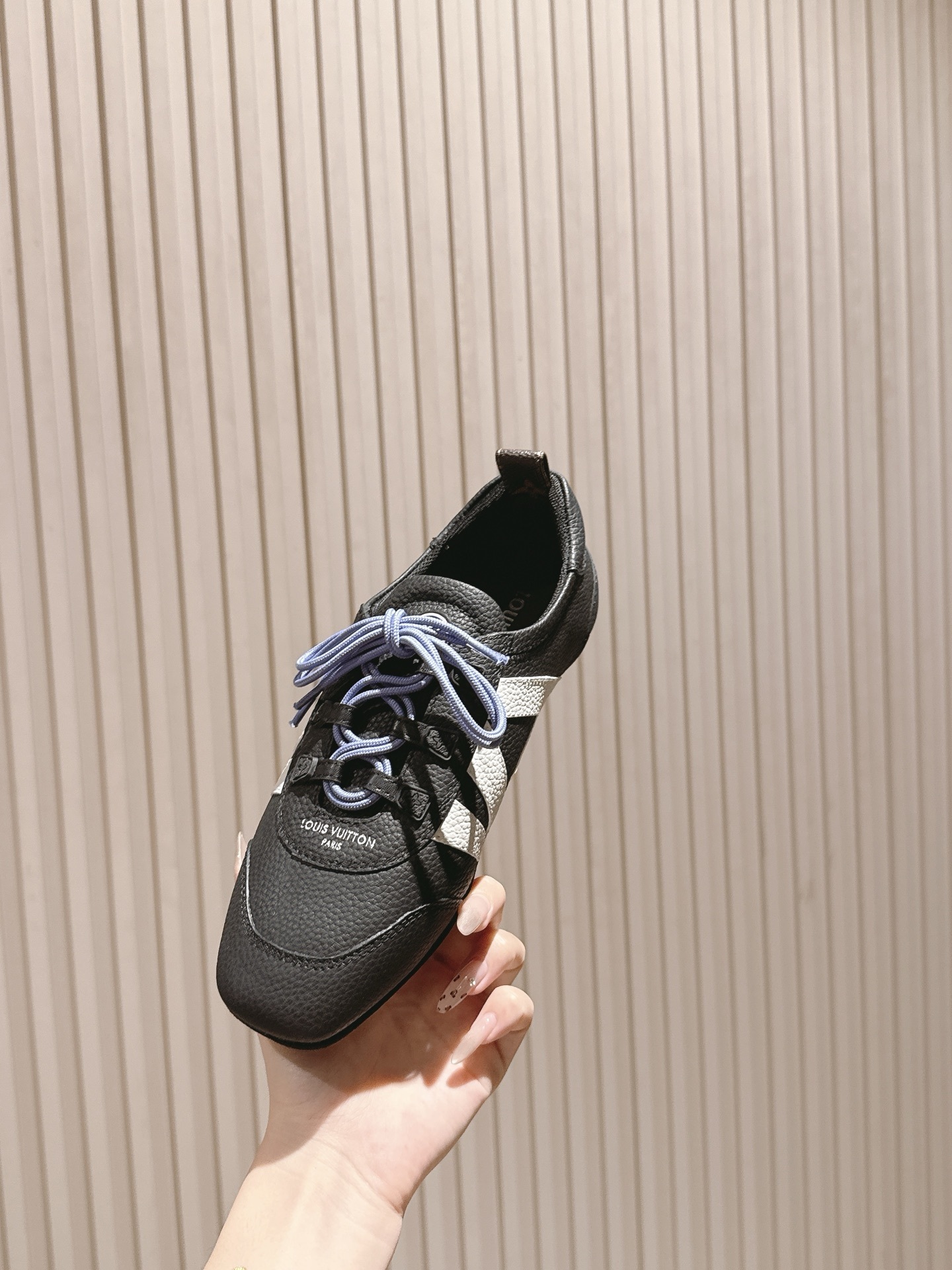 Louis Vuitton Men's Racer Sneakers in Black Grained Leather