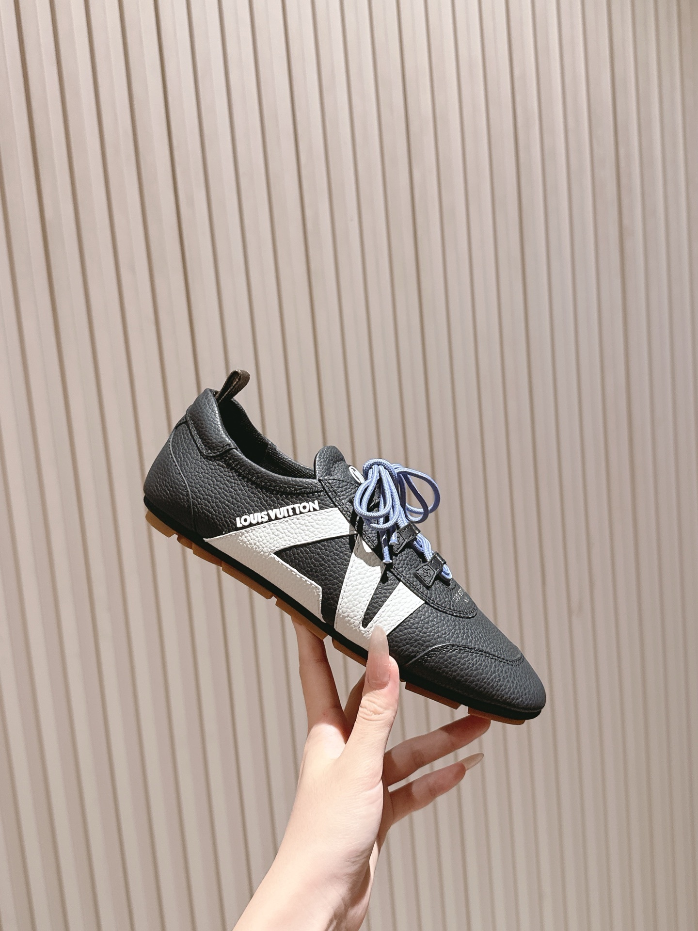 Louis Vuitton Men's Racer Sneakers in Black Grained Leather