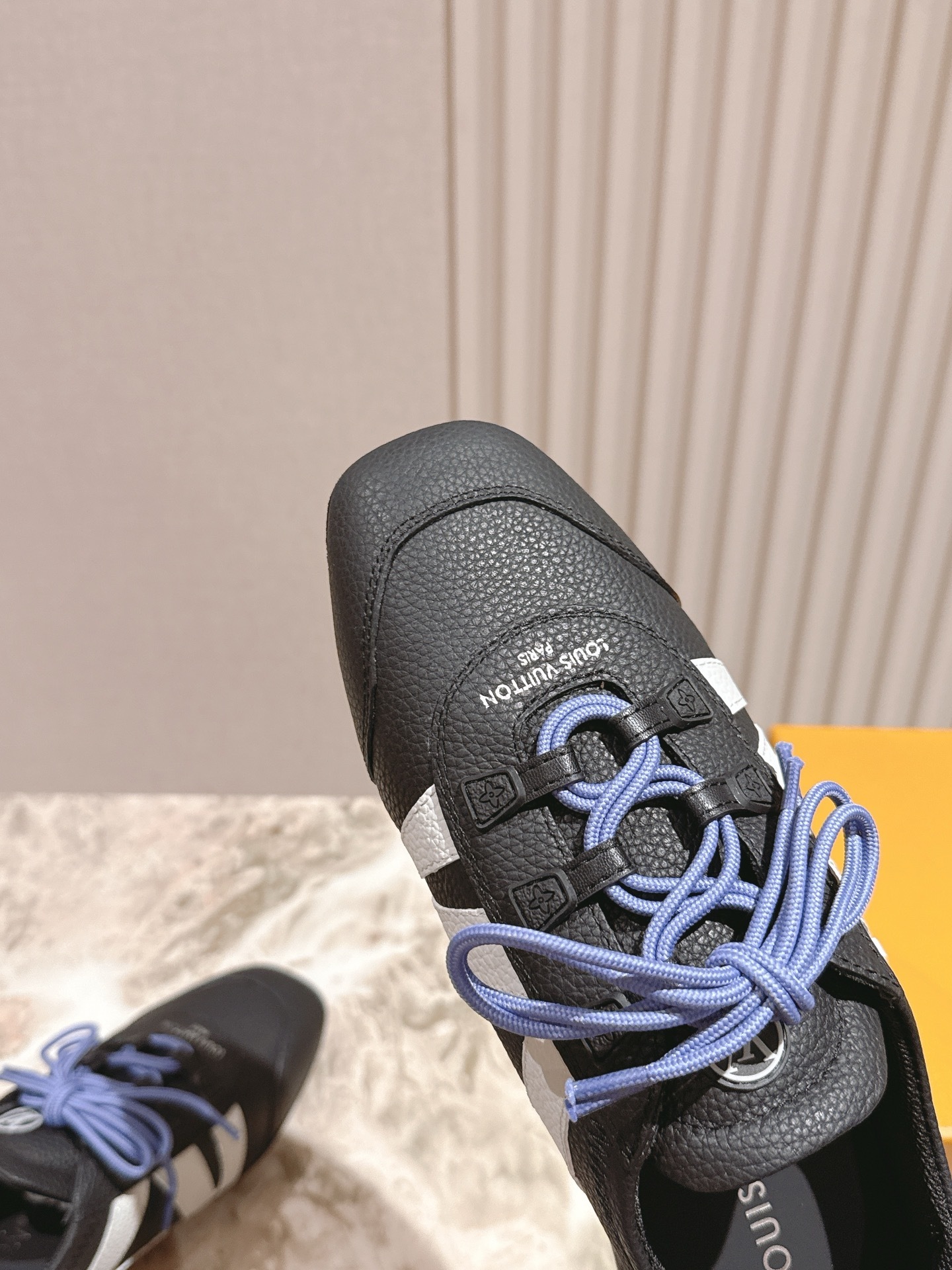 Louis Vuitton Men's Racer Sneakers in Black Grained Leather