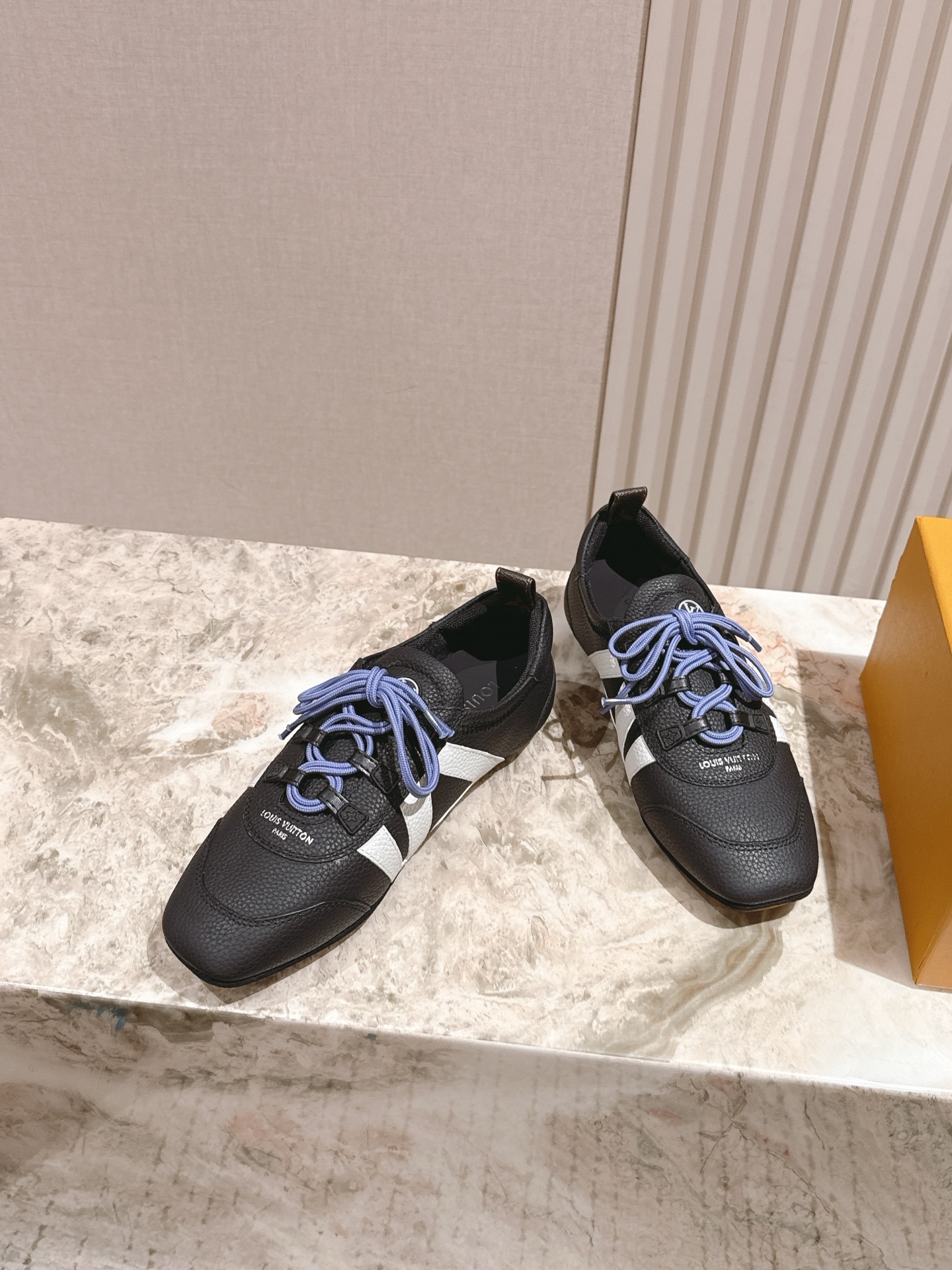 Louis Vuitton Men's Racer Sneakers in Black Grained Leather