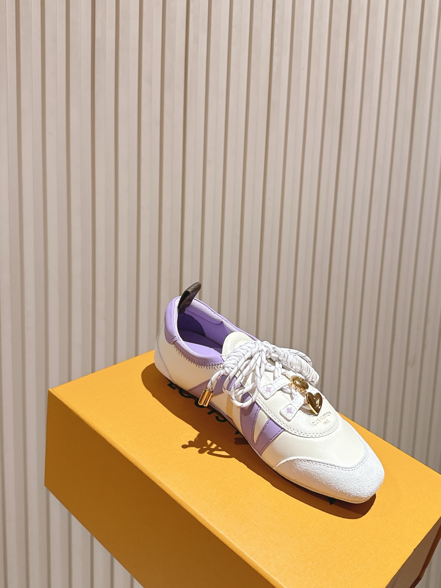 Louis Vuitton Women's White and Lavender Sneakers with Gold Charms