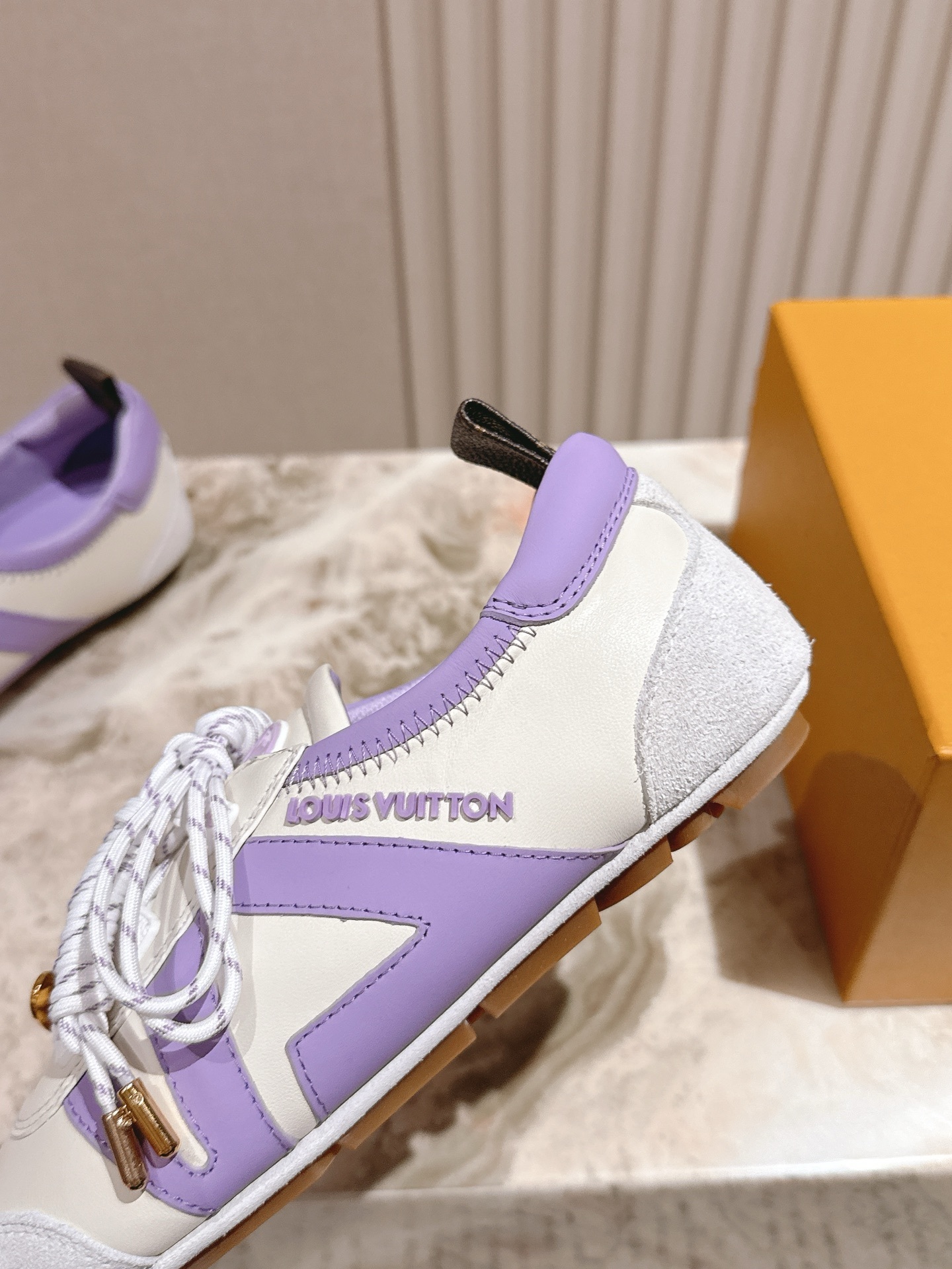 Louis Vuitton Women's White and Lavender Sneakers with Gold Charms