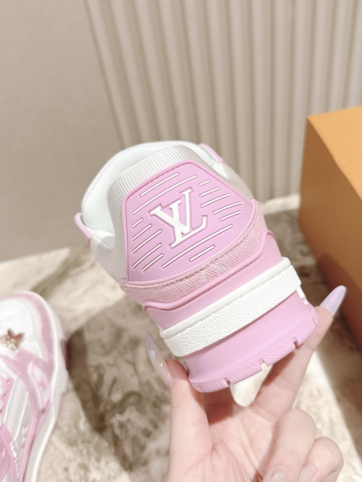 Louis Vuitton LV Trainer Pink White Sneakers with Floral Charms
