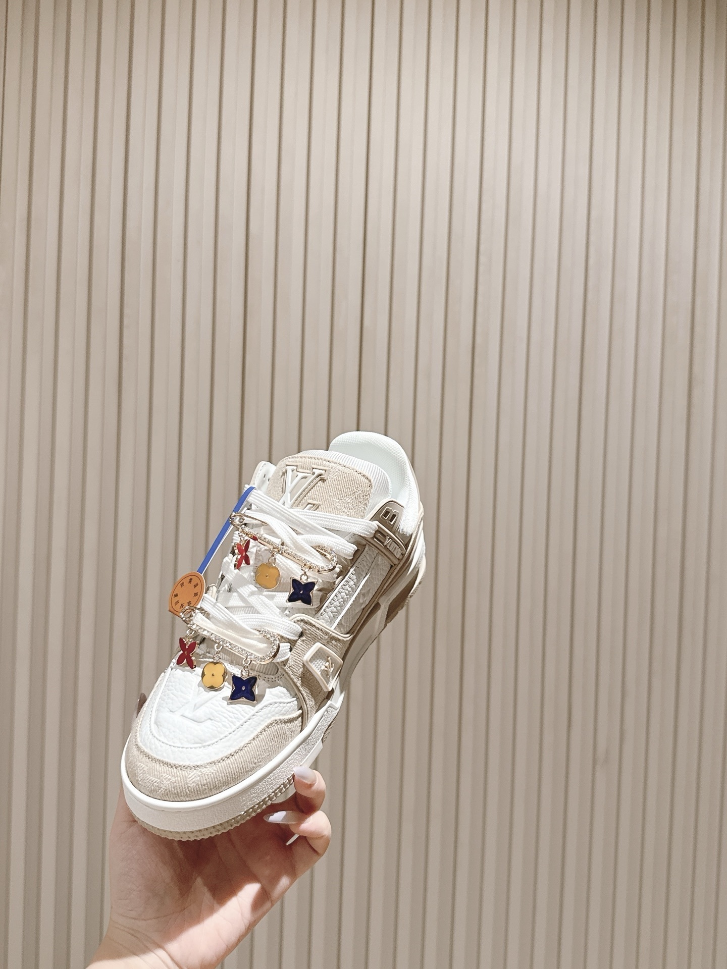 Louis Vuitton Trainer Sneakers with Monogram Flower Charms