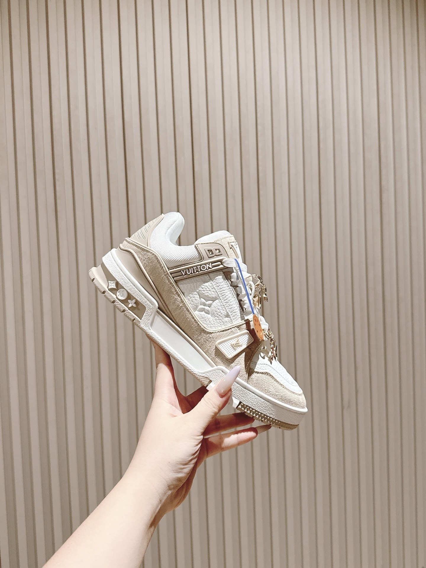 Louis Vuitton Trainer Sneakers with Monogram Flower Charms