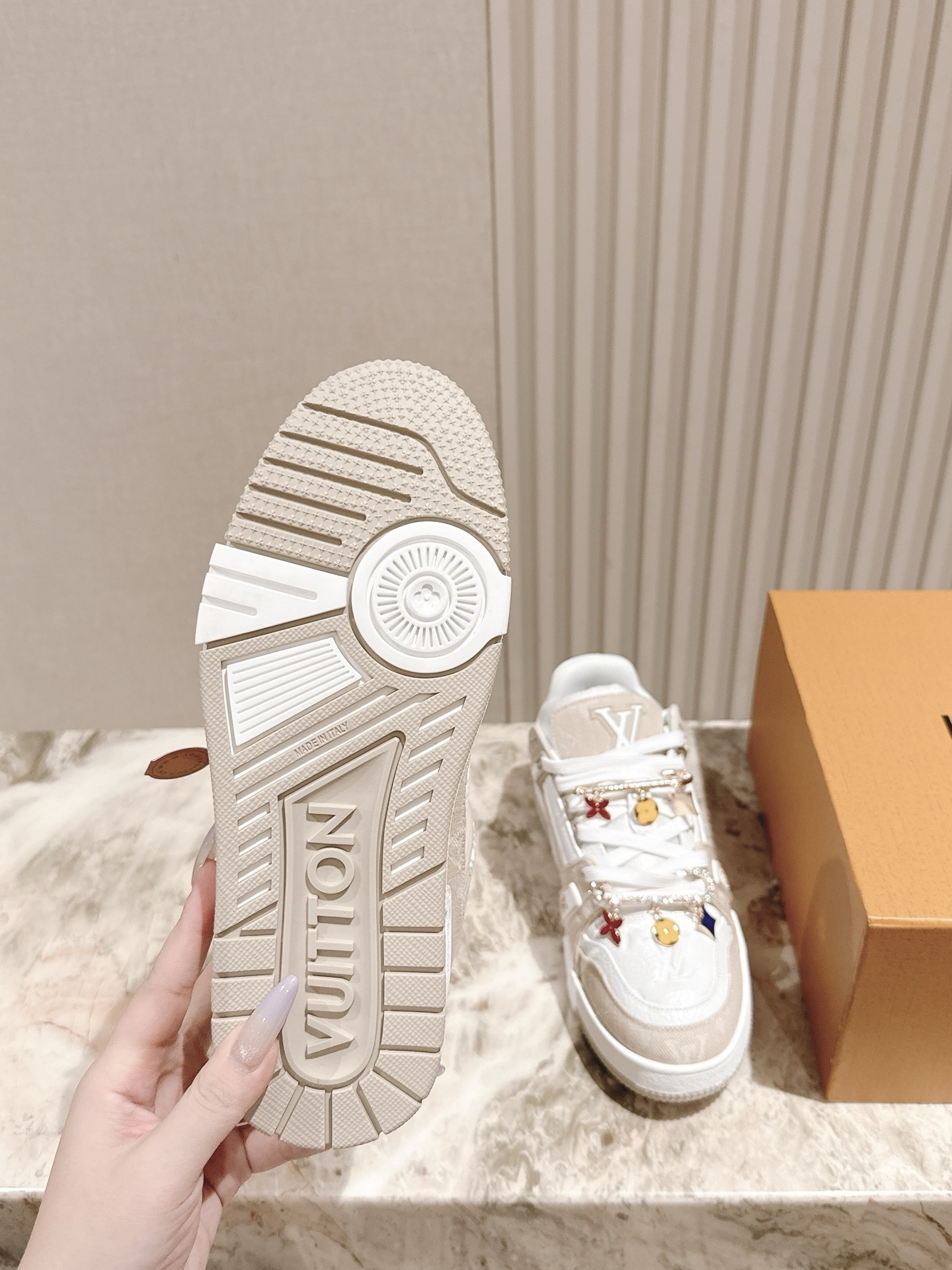 Louis Vuitton Trainer Sneakers with Monogram Flower Charms