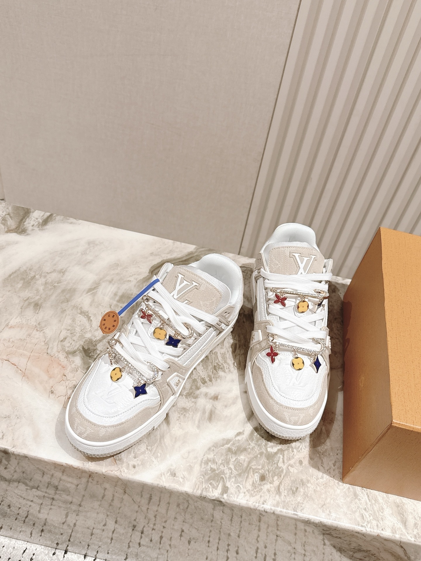 Louis Vuitton Trainer Sneakers with Monogram Flower Charms
