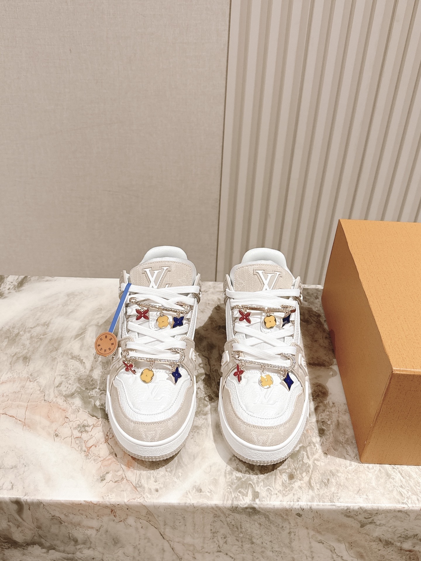 Louis Vuitton Trainer Sneakers with Monogram Flower Charms
