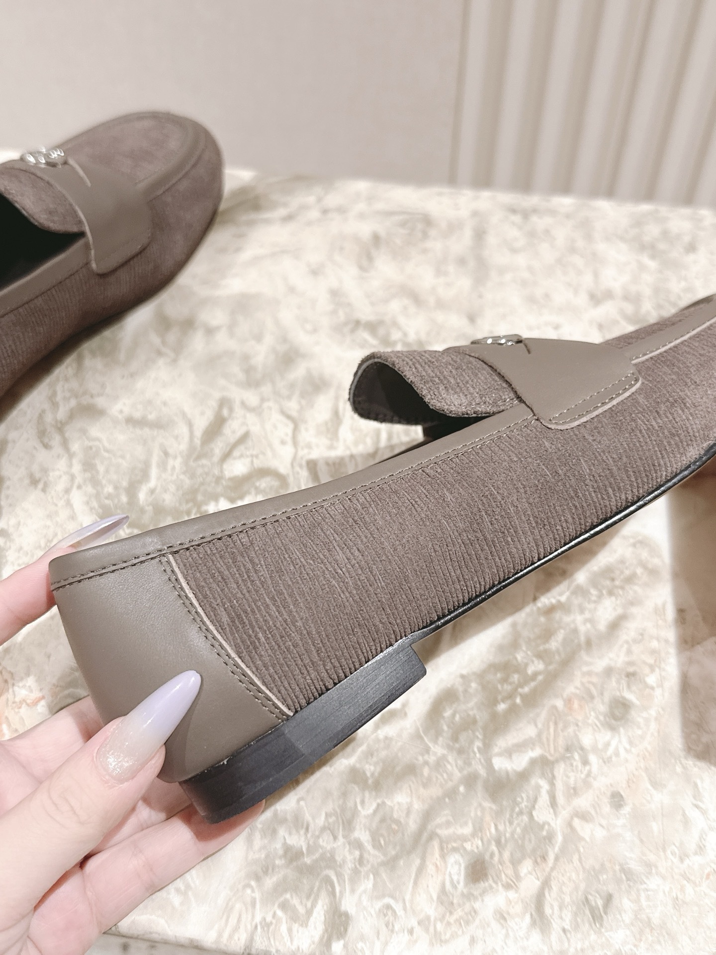 Louis Vuitton Men's Corduroy Loafers in Taupe Gray - Luxury Slip-Ons