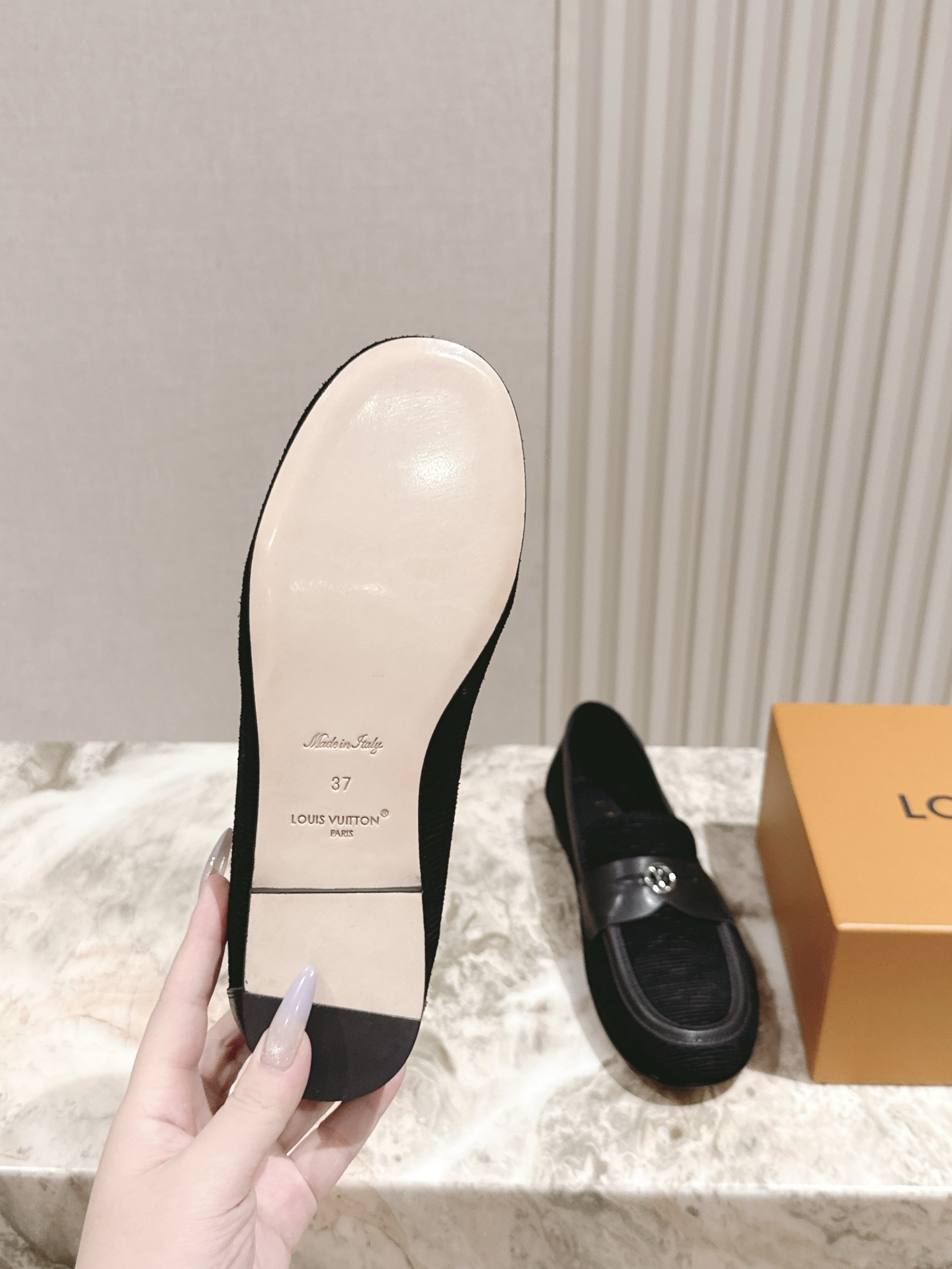 Louis Vuitton Men's Black Velvet and Leather Loafers with LV Logo