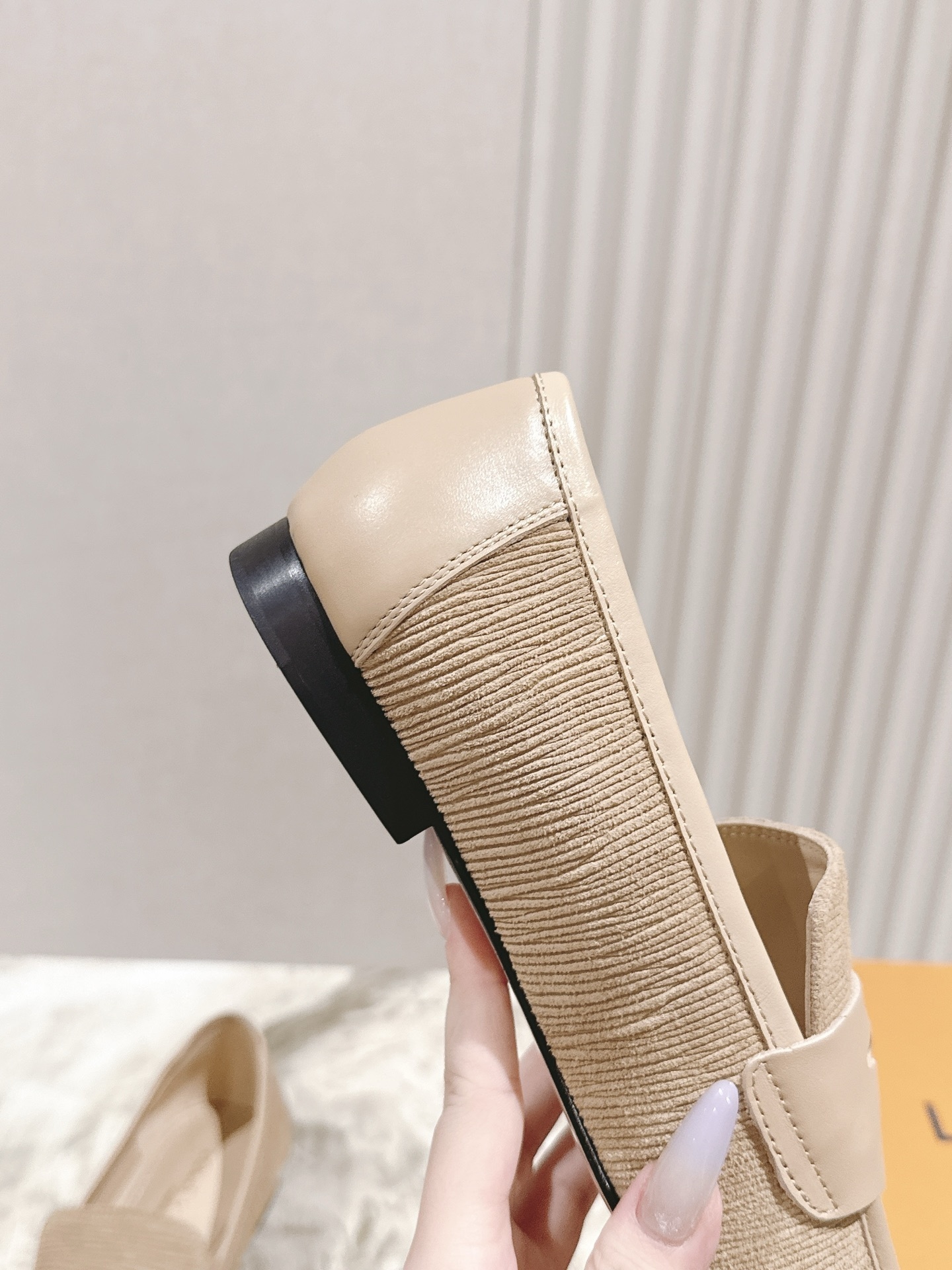 Louis Vuitton Women's Beige Textured Corduroy Loafers Luxury Flats