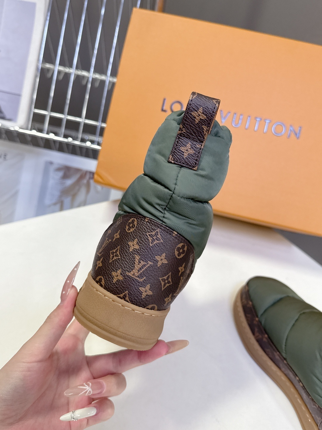 Louis Vuitton Pillow Comfort Ankle Boots in Khaki Olive Green
