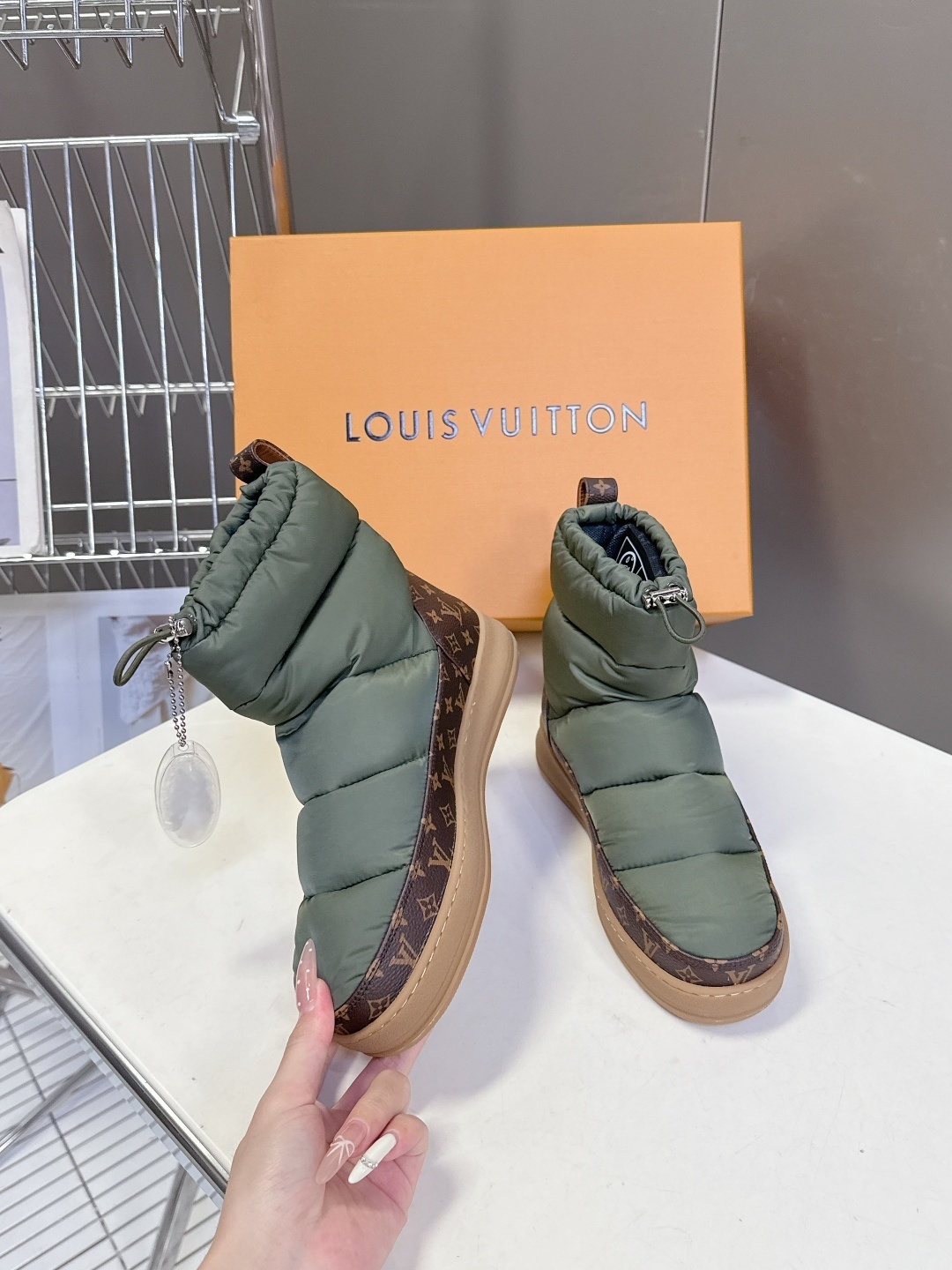 Louis Vuitton Pillow Comfort Ankle Boots in Khaki Olive Green