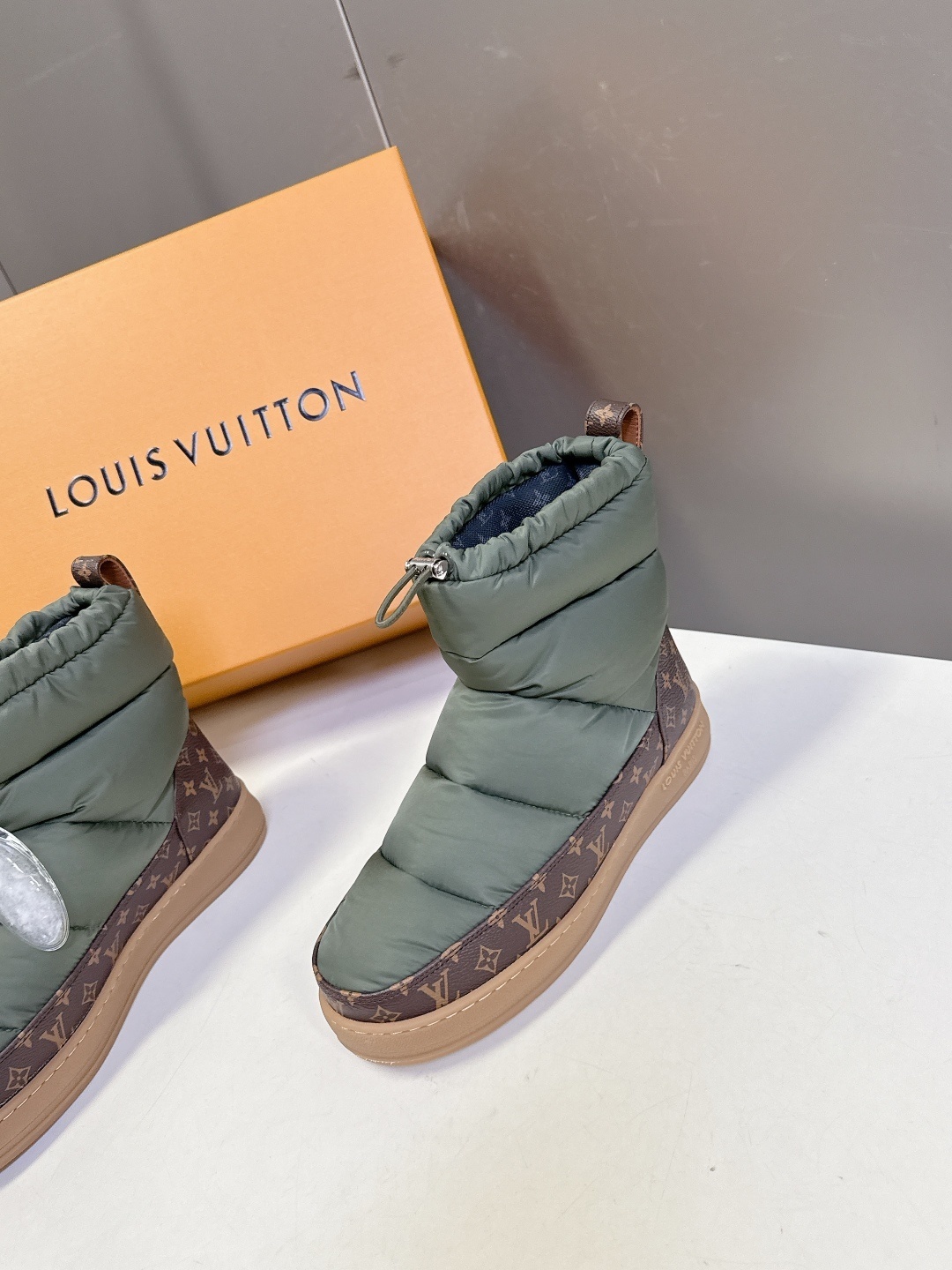 Louis Vuitton Pillow Comfort Ankle Boots in Khaki Olive Green