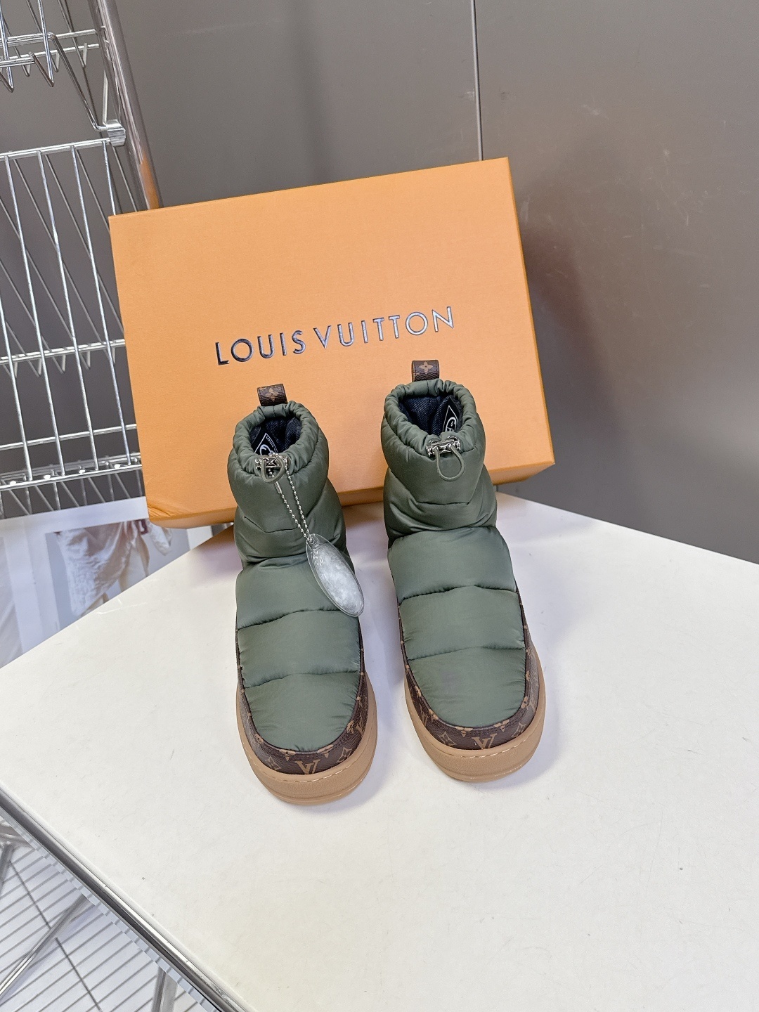 Louis Vuitton Pillow Comfort Ankle Boots in Khaki Olive Green