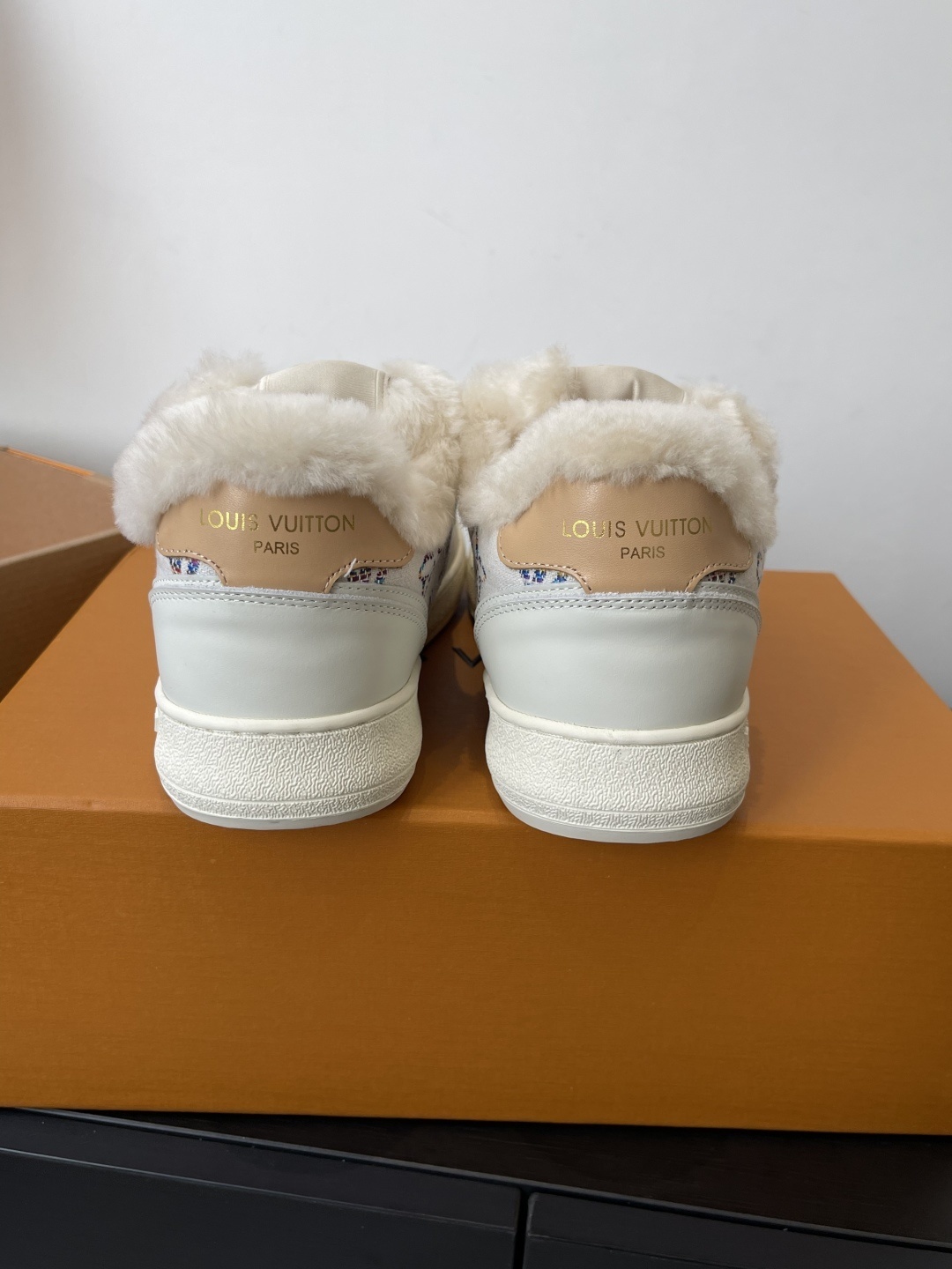 Louis Vuitton Shearling Lined Monogram Sneakers Luxury Winter Shoes