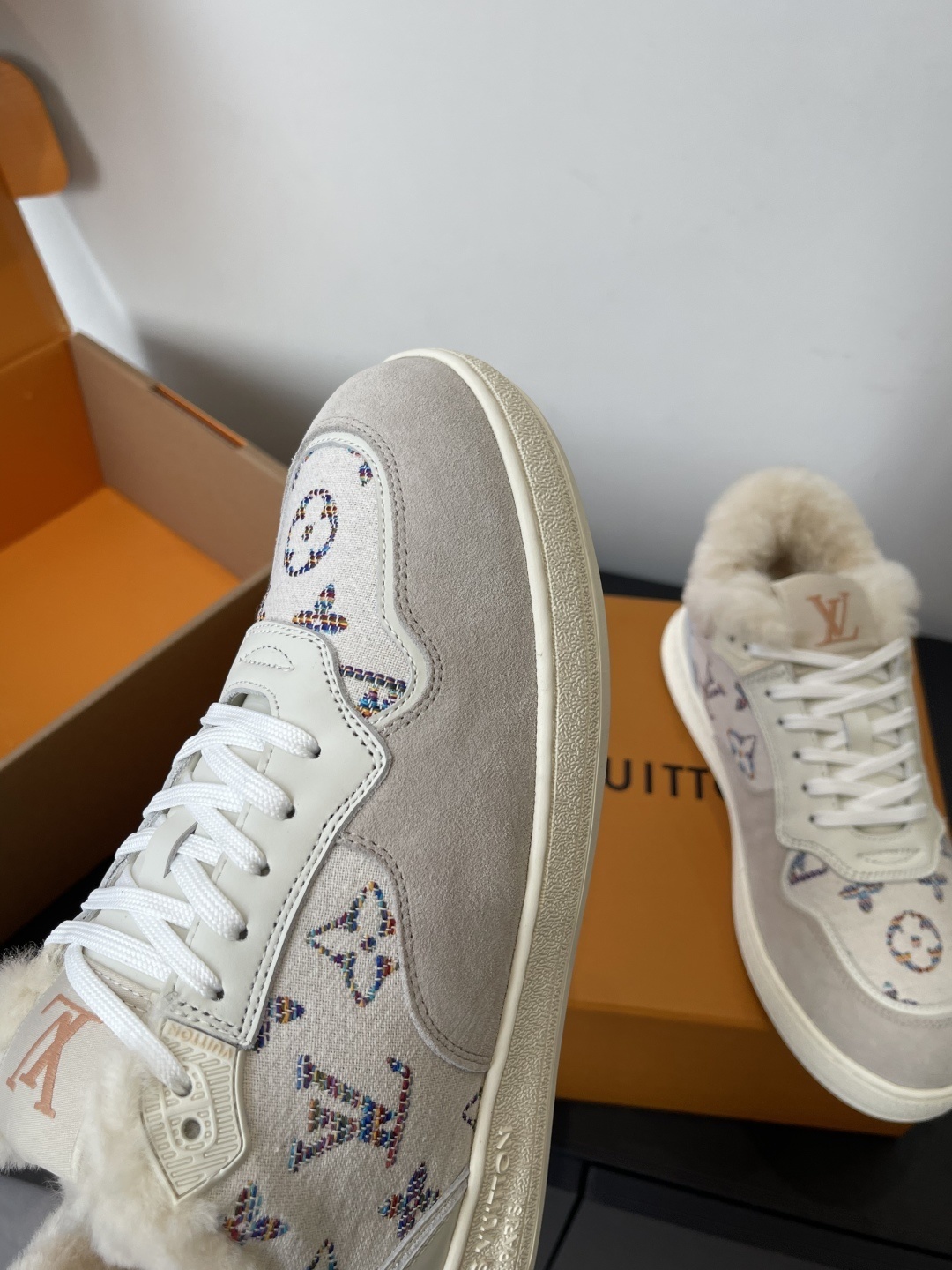 Louis Vuitton Shearling Lined Monogram Sneakers Luxury Winter Shoes