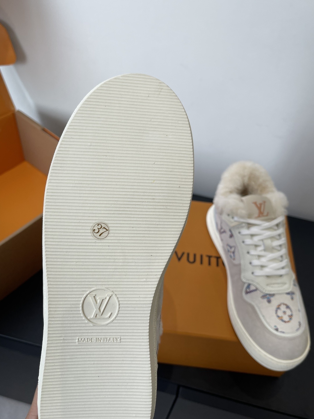 Louis Vuitton Shearling Lined Monogram Sneakers Luxury Winter Shoes