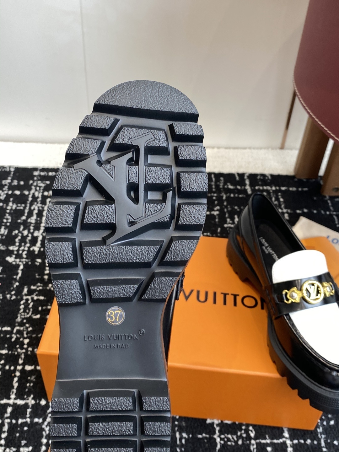Louis Vuitton Academy Loafers Two-Tone Black White Leather Shoes