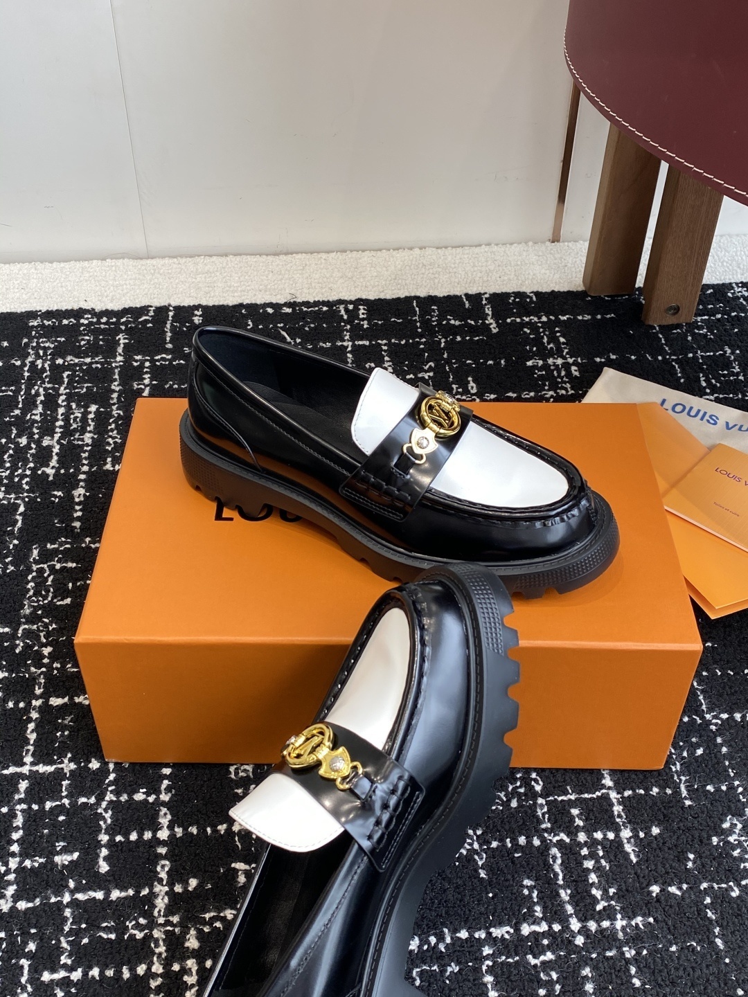 Louis Vuitton Academy Loafers Two-Tone Black White Leather Shoes